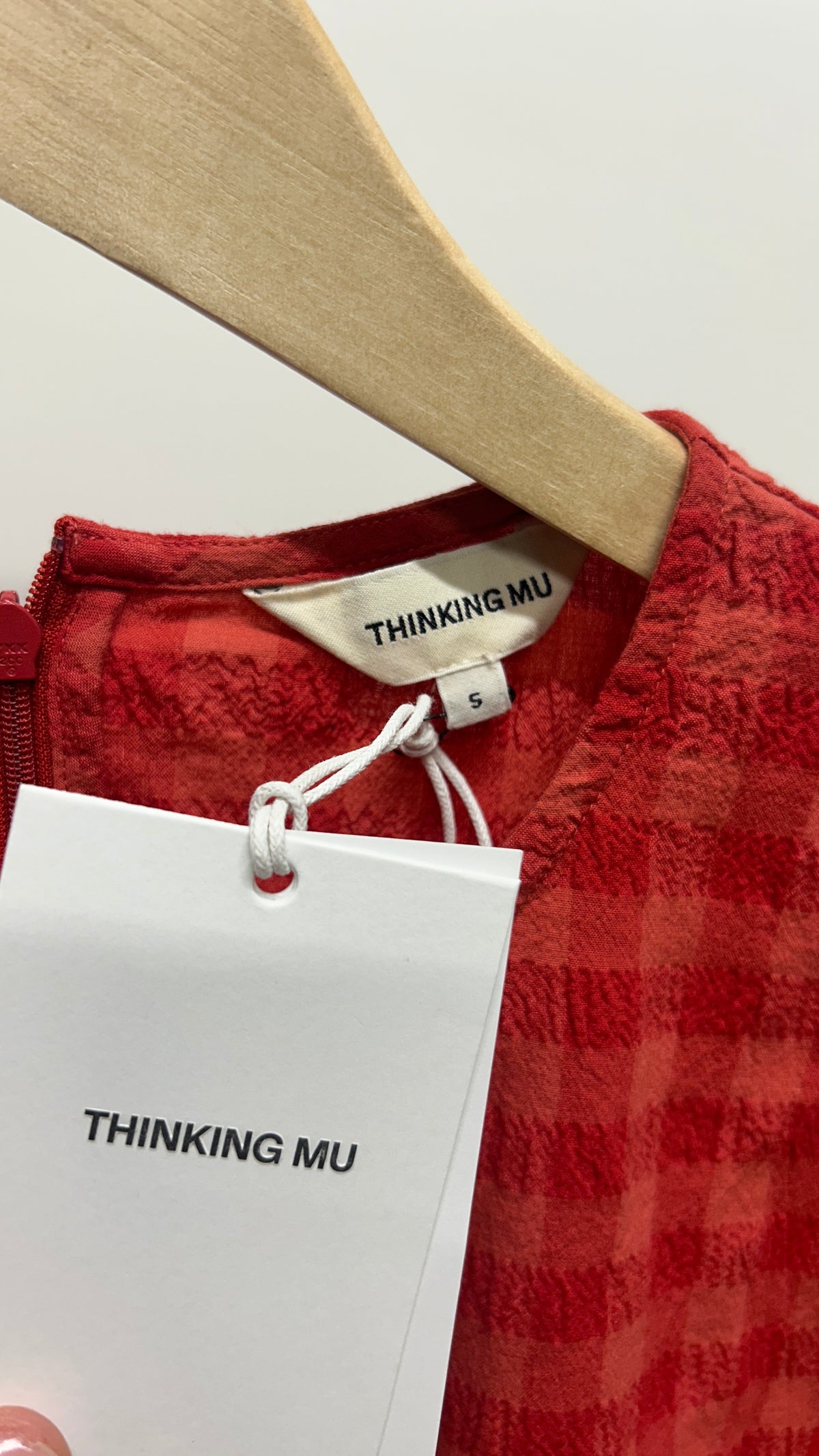 Robe en coton bio | rouge 'red checks seersucker kina dress - red' - red | Red