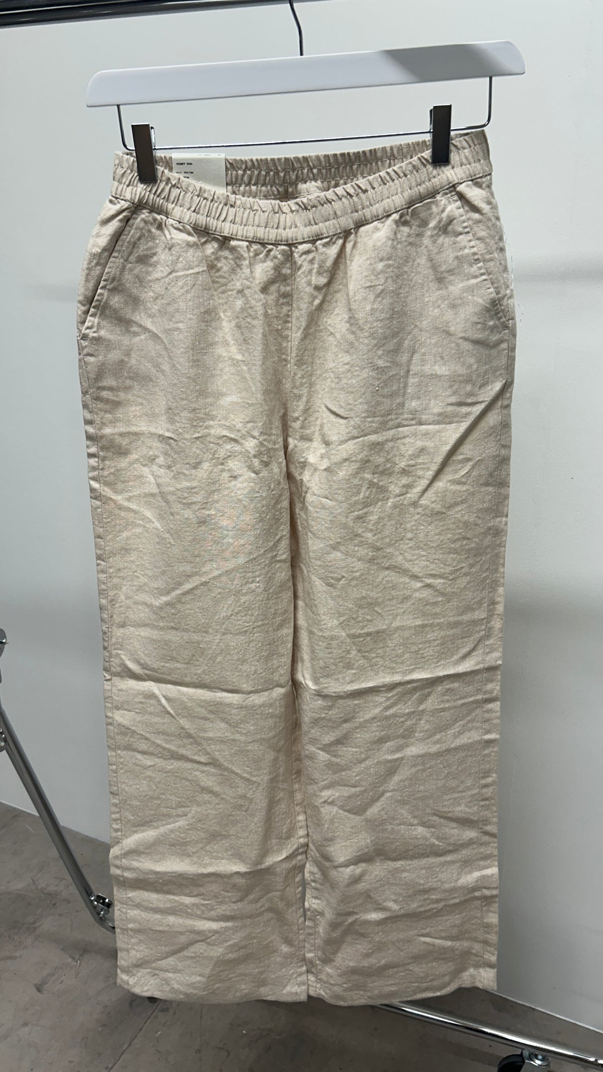Pantalon ample en lin bio | écru 'Posey wide mid-rise linen pants light feather gray'