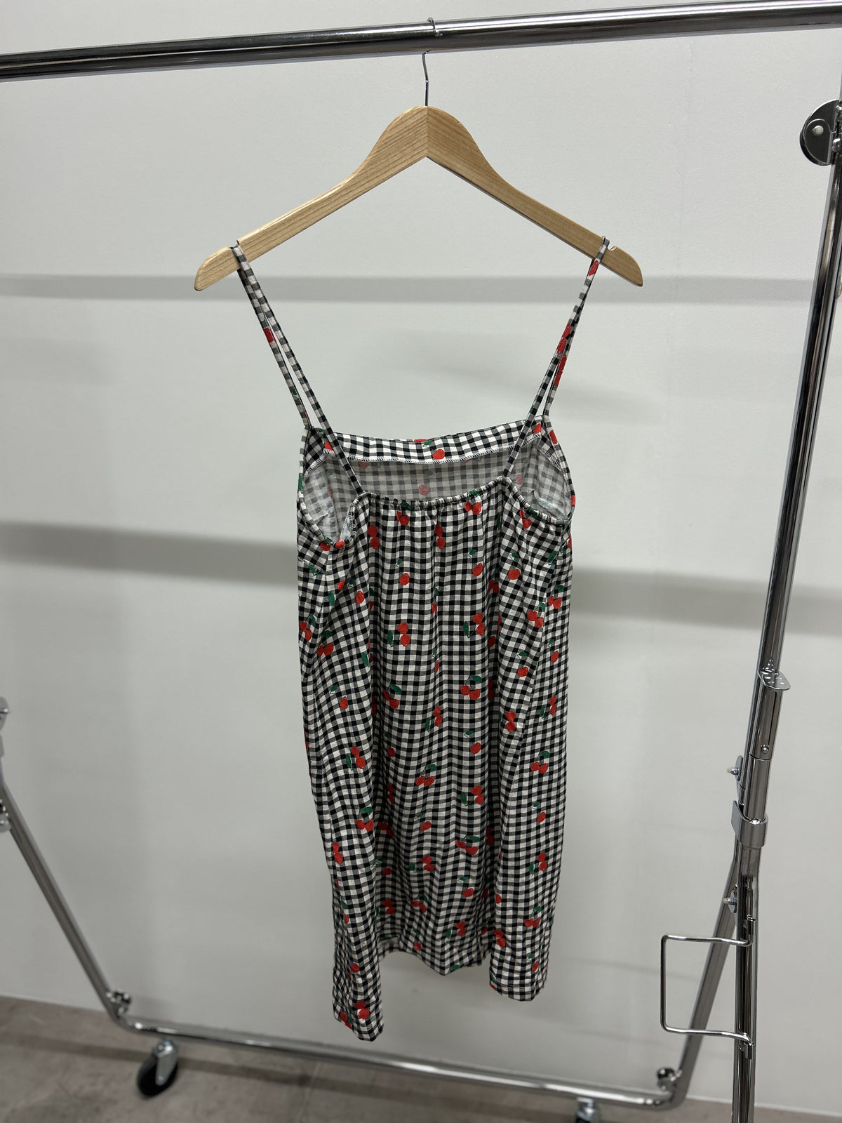 Robe mini coton bio | vichy cerises noir  | Noir