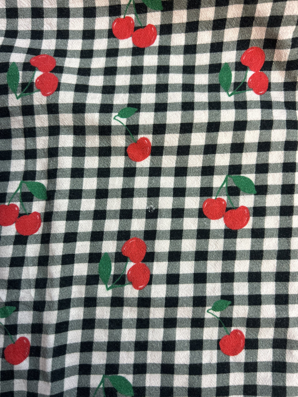 Robe mini coton bio | vichy cerises noir  | Noir