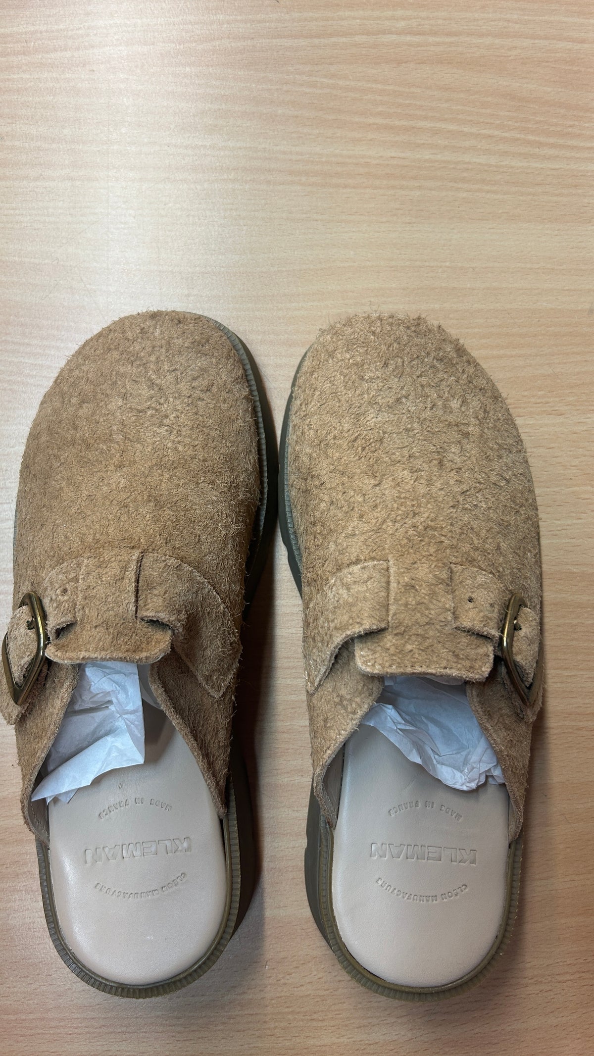 Sabots made in france en cuir suède certifié | camel 'pacha vp oak camel'