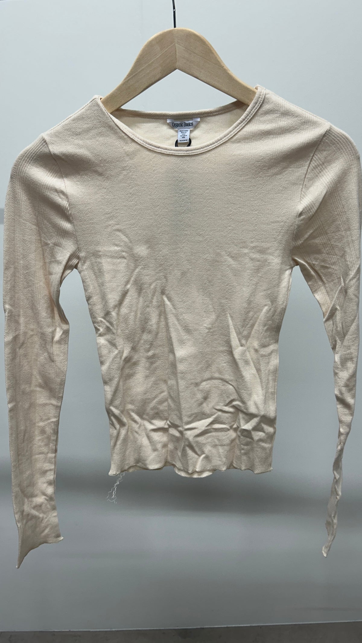 Top de pyjama en coton bio | beige 'pointelle long sleeve tee - cloud'