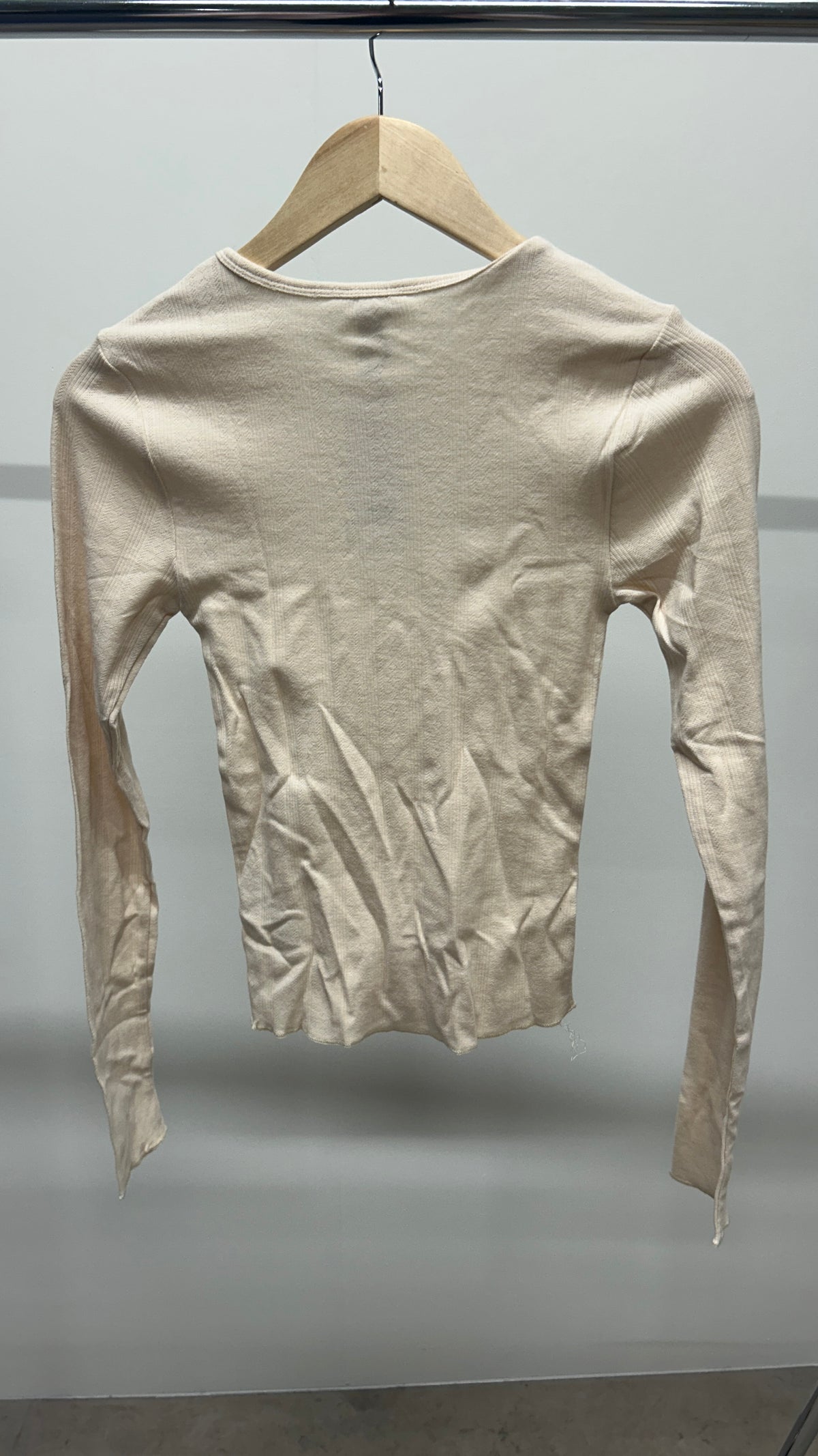 Top de pyjama en coton bio | beige 'pointelle long sleeve tee - cloud'