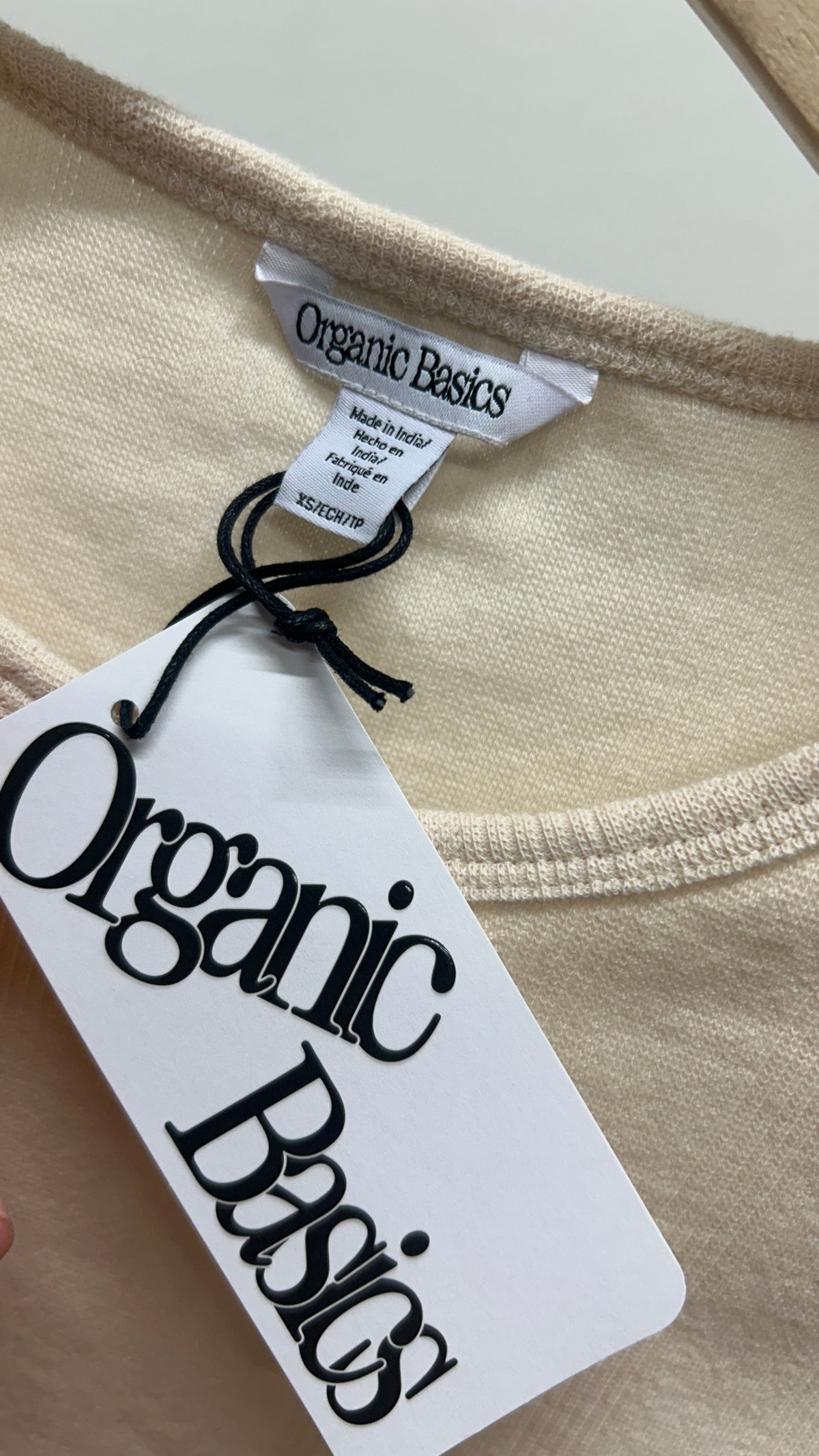 Top de pyjama en coton bio | beige 'pointelle long sleeve tee - cloud'