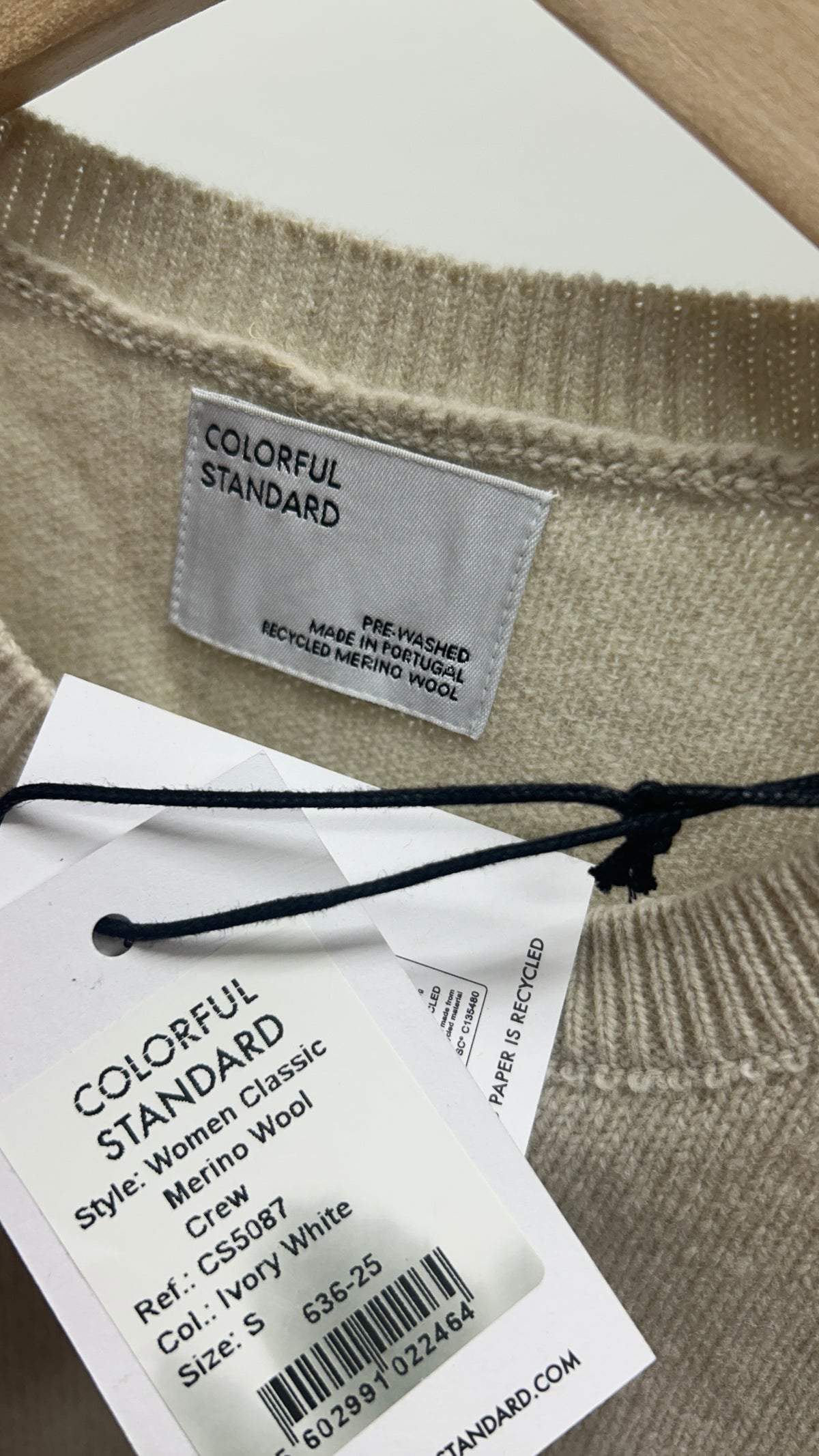 Pull en laine mérinos recyclée  - ivory white
