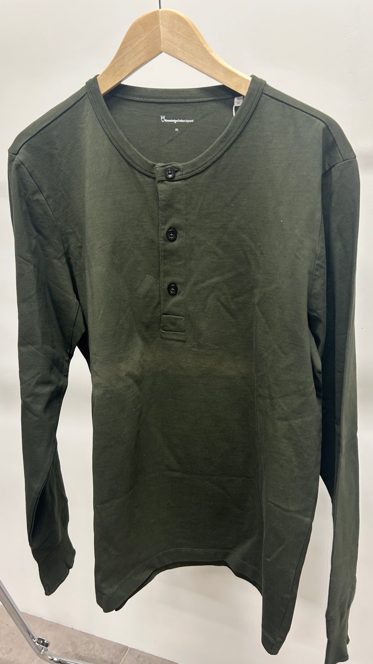 T-shirt manches longues en coton bio | kaki 'bo long sleeve henley forrest night'