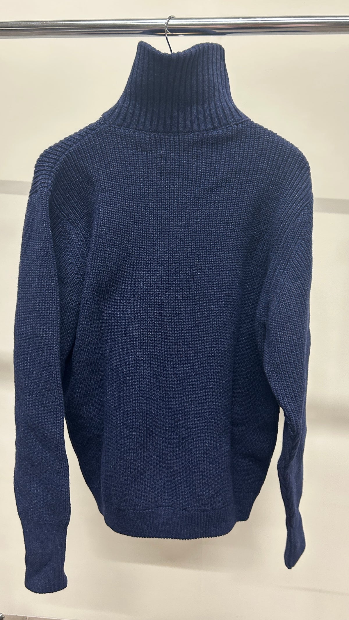 Pull maille col zippé en laine recyclée | bleu 'heavy knit troyer wool-blend - blue melange'