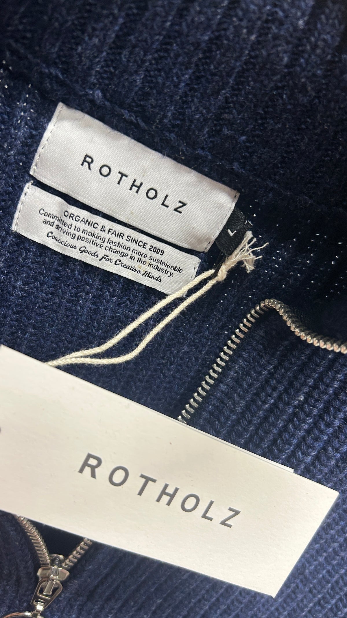 Pull maille col zippé en laine recyclée | bleu 'heavy knit troyer wool-blend - blue melange'