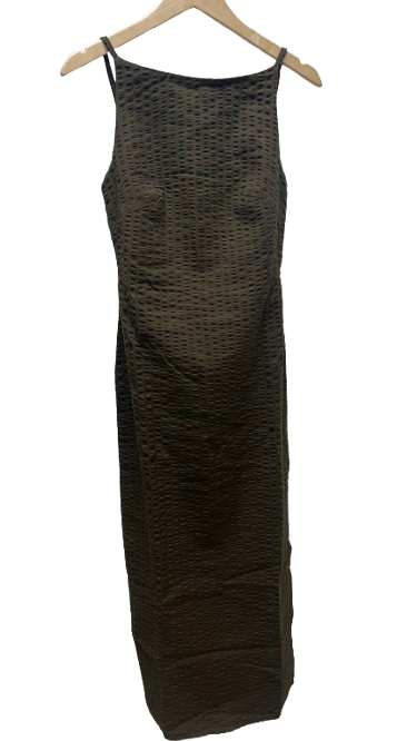 wood seersucker sunniva dress - brown