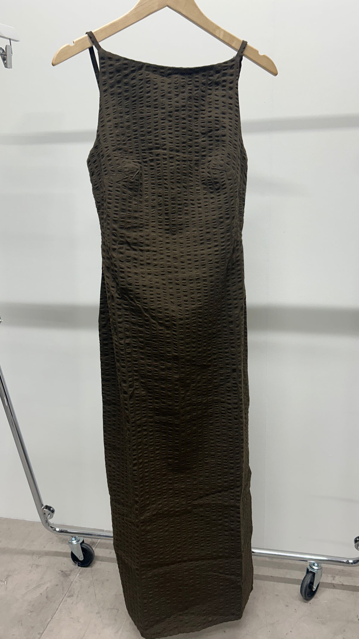 wood seersucker sunniva dress - brown