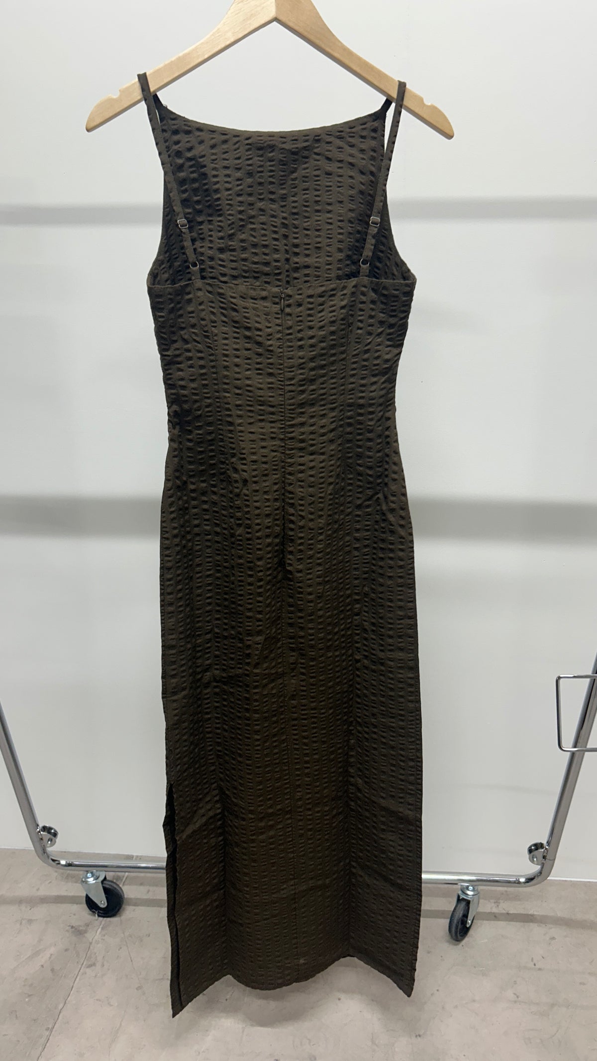 wood seersucker sunniva dress - brown