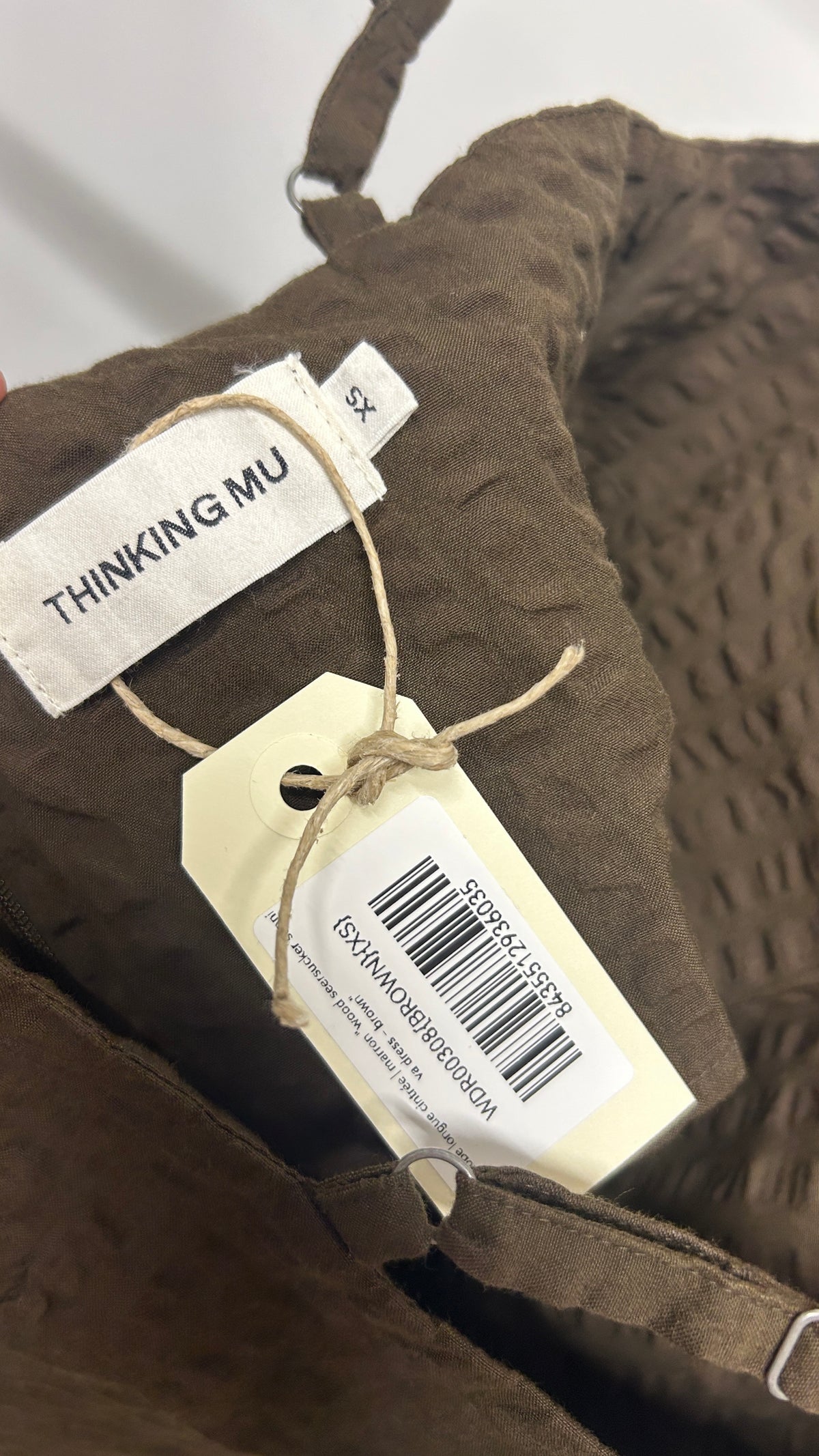 wood seersucker sunniva dress - brown