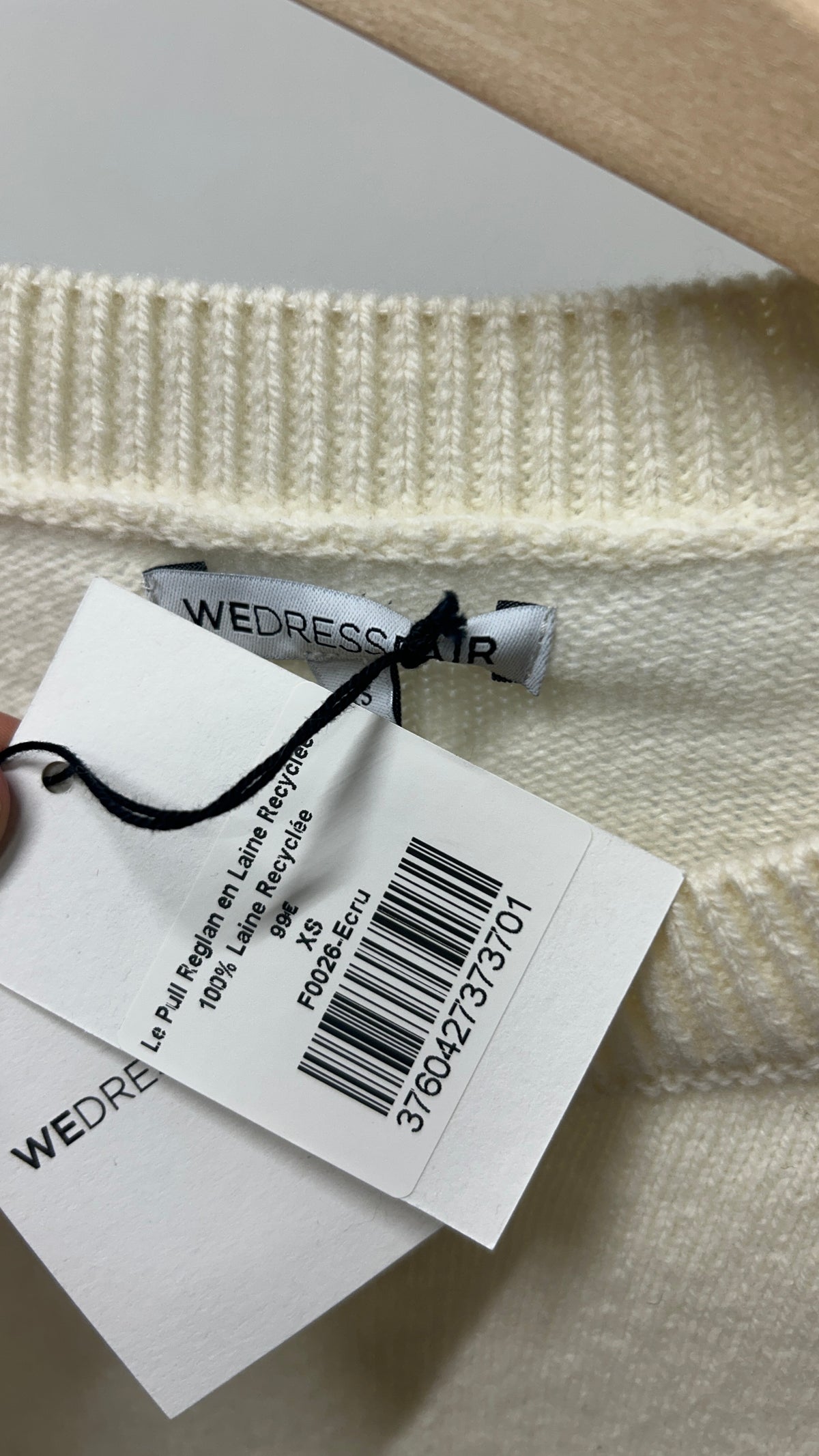 Pull boxy en laine mérinos recyclée | écru