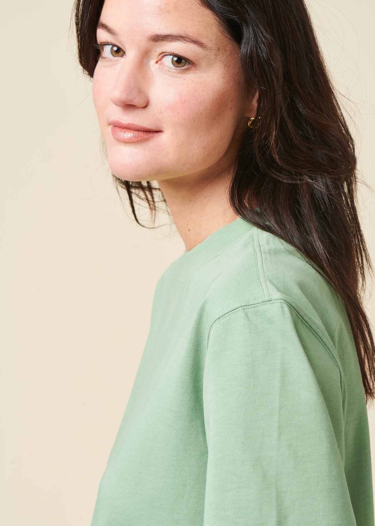 T-shirt boxy en coton bio | vert sauge