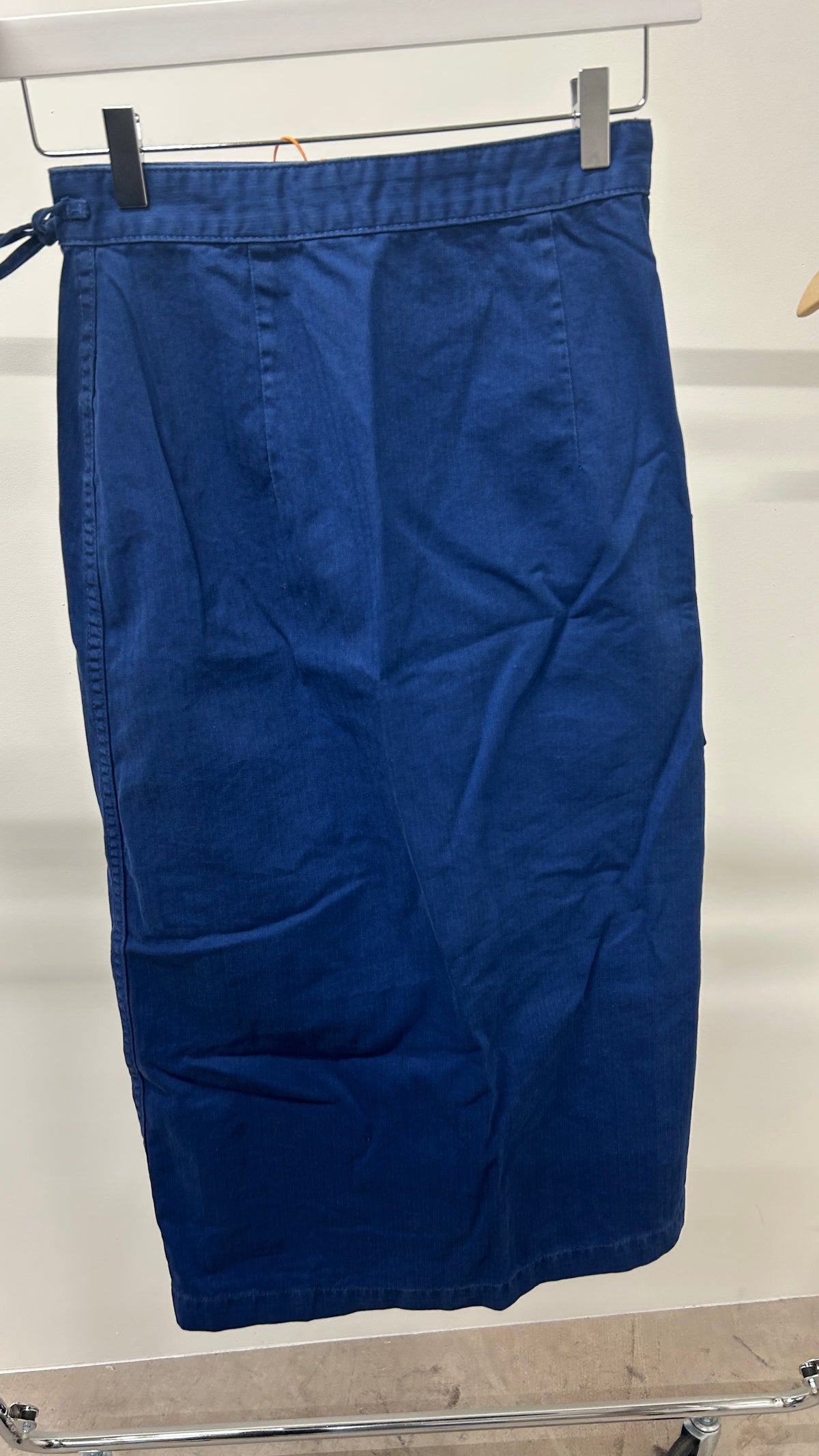 Jupe portefeuille en coton bio | bleu chevrons 'irma skirt herringbone - blue'