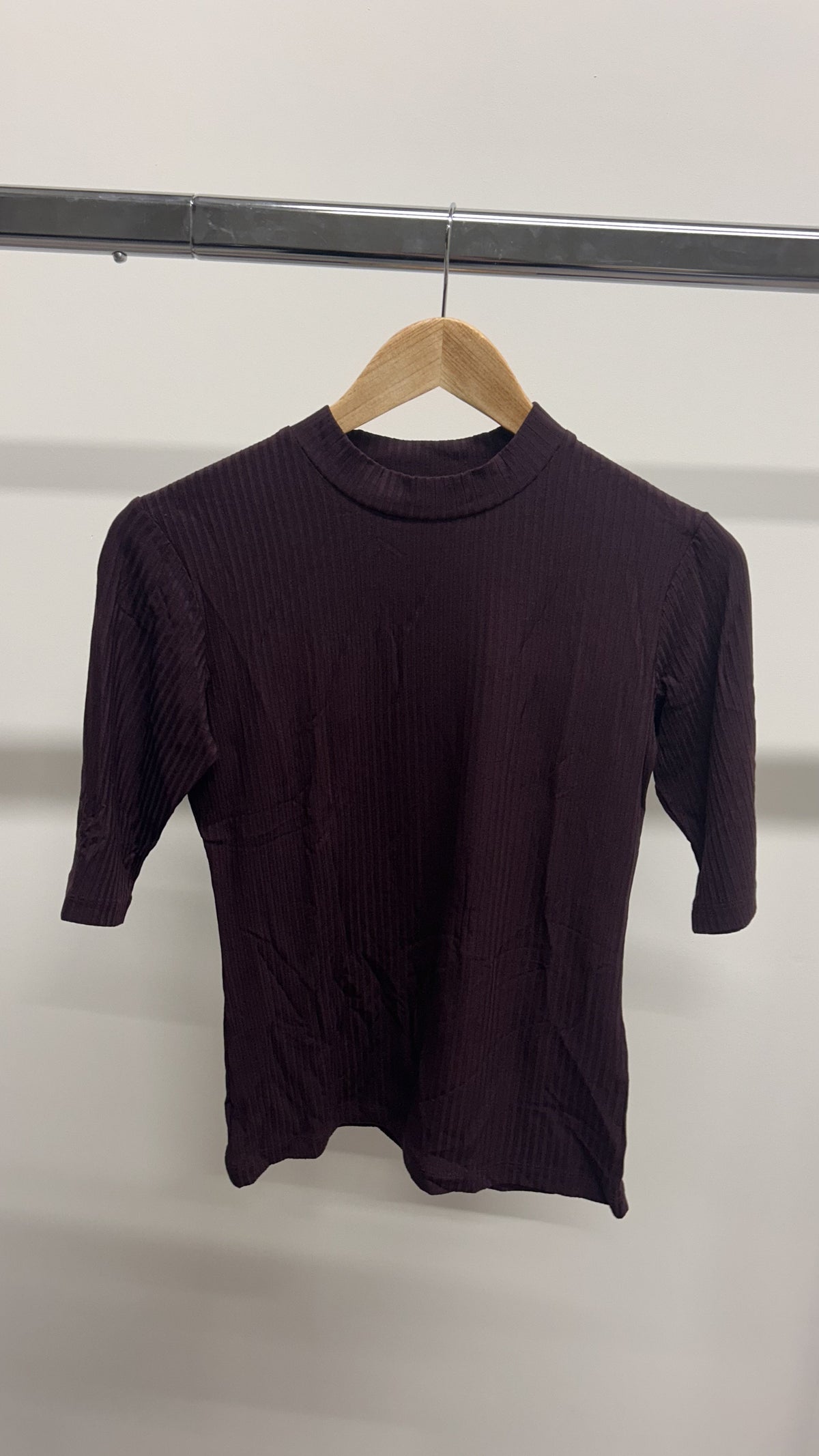 T-shirt côtelé en tencel | aubergine 'nina - cherry lacquer'