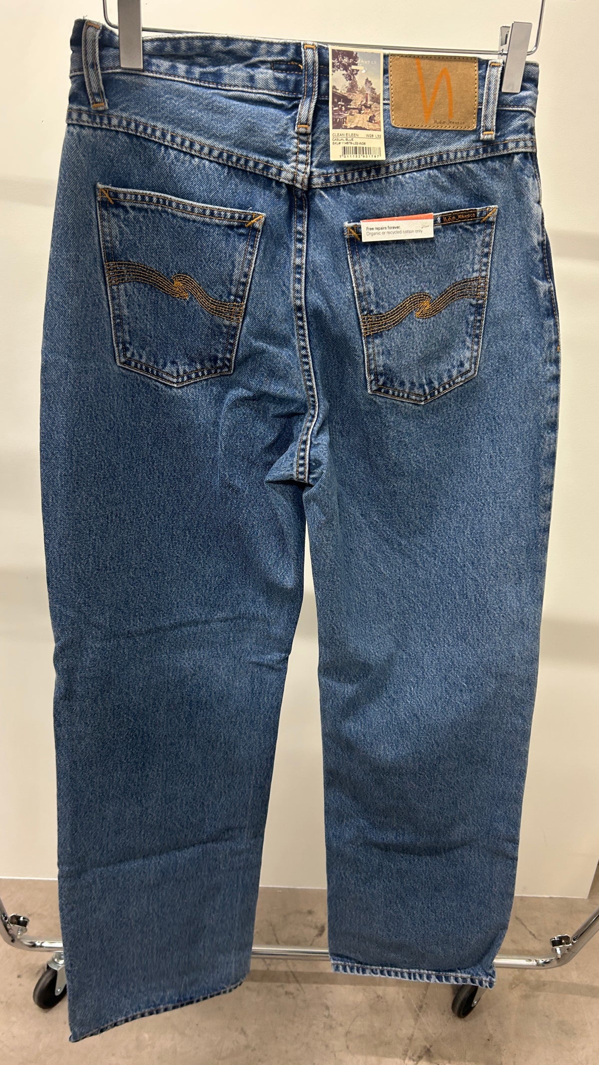 Jean large en coton bio | Bleu 'clean eileen casual blue'