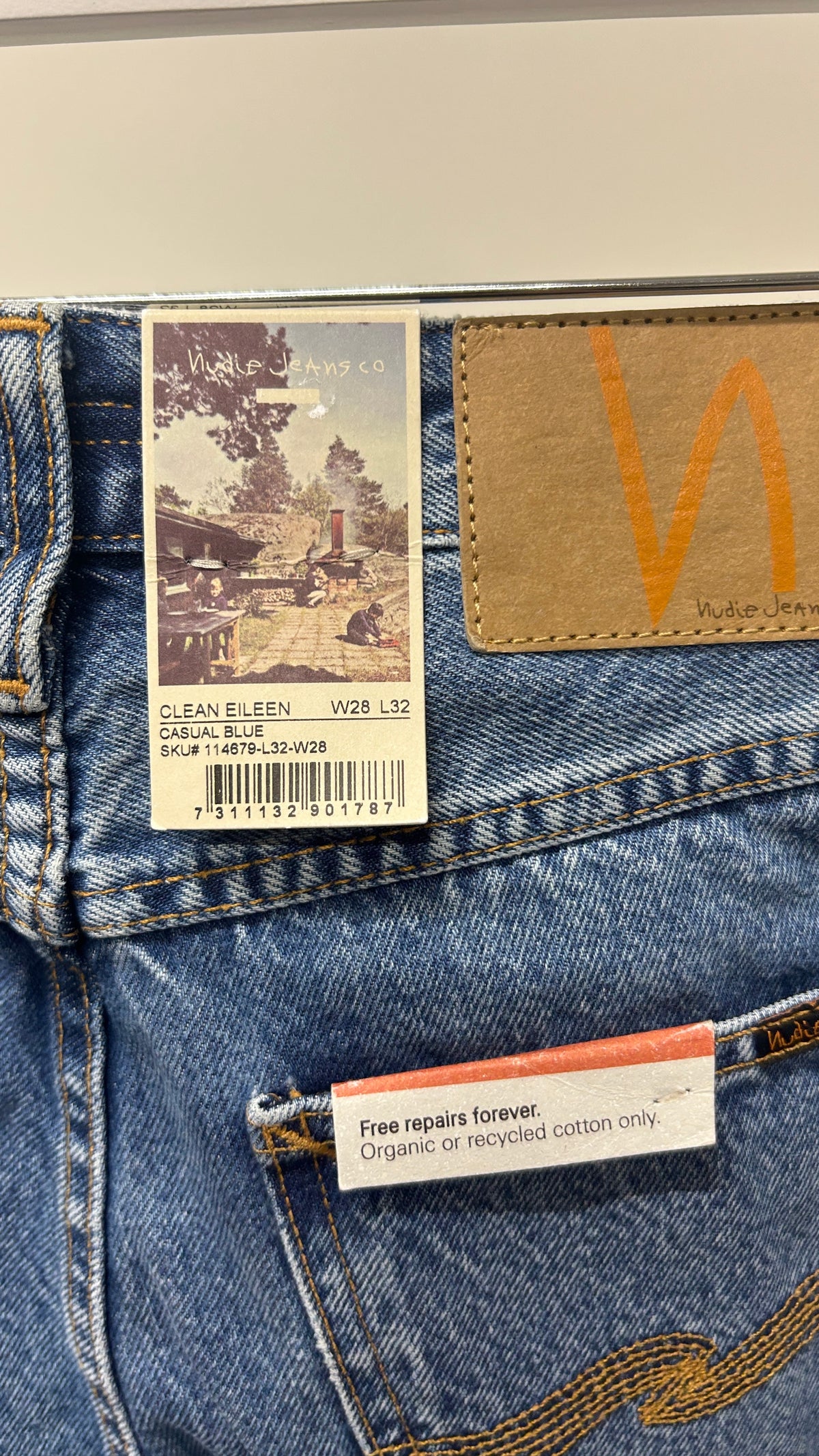 Jean large en coton bio | Bleu 'clean eileen casual blue'