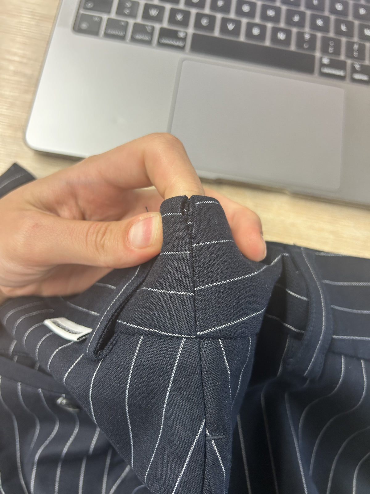 pinstripe mini skirt - night sky-white