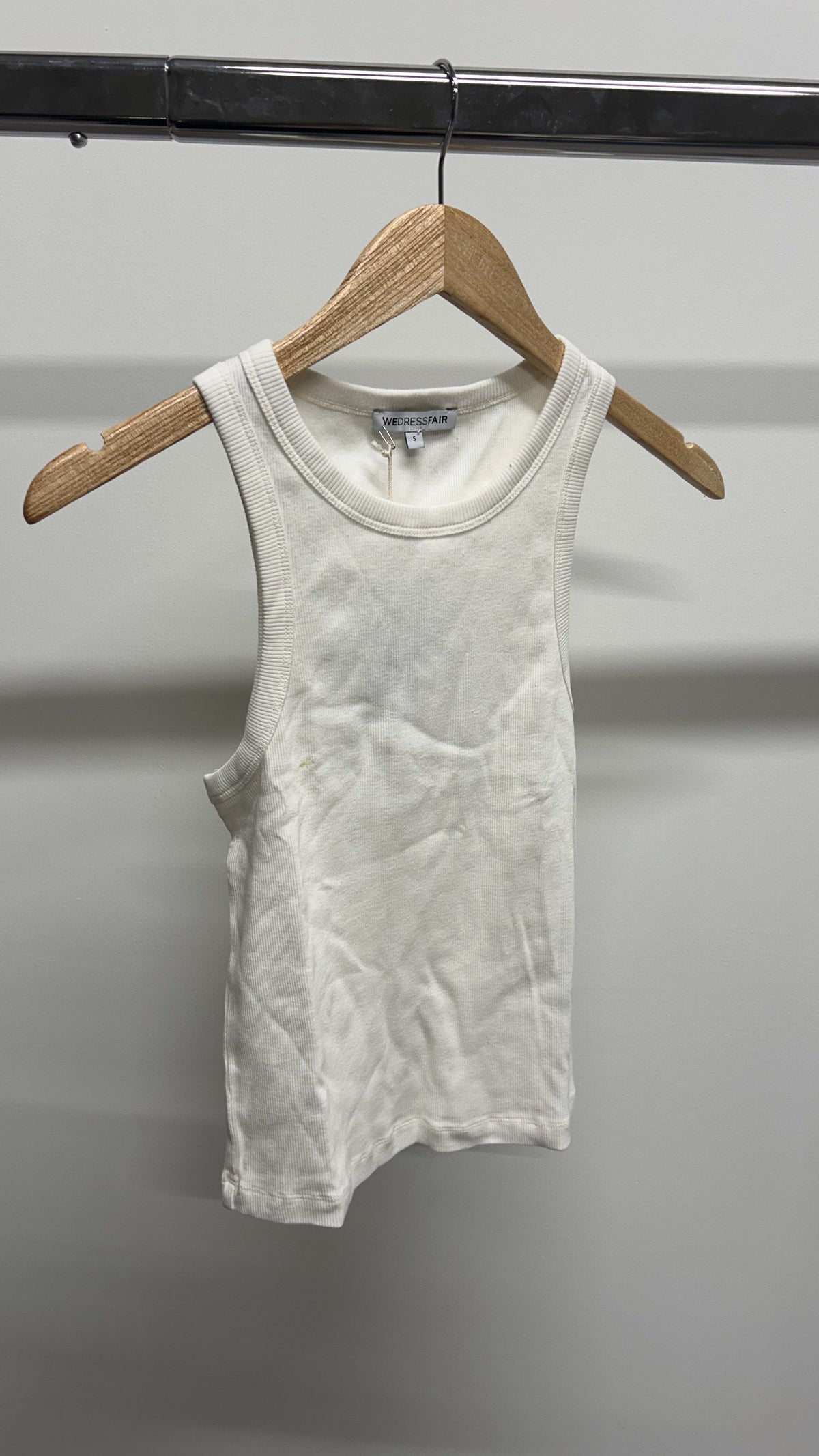 Débardeur côtelé en coton bio | blanc cassé | Blanc