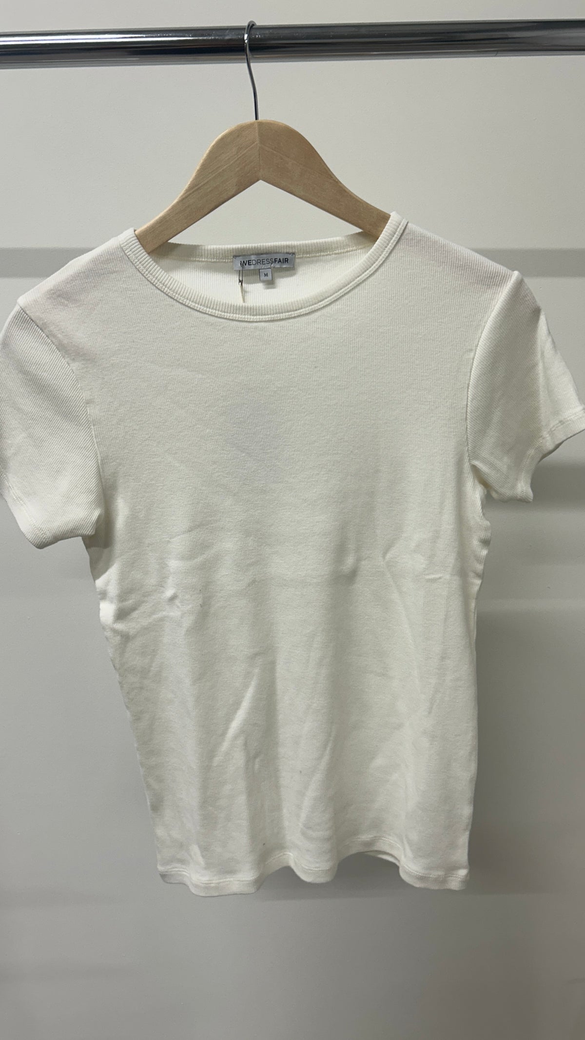 T-shirt manches courtes côtelé en coton bio | off white | Blanc