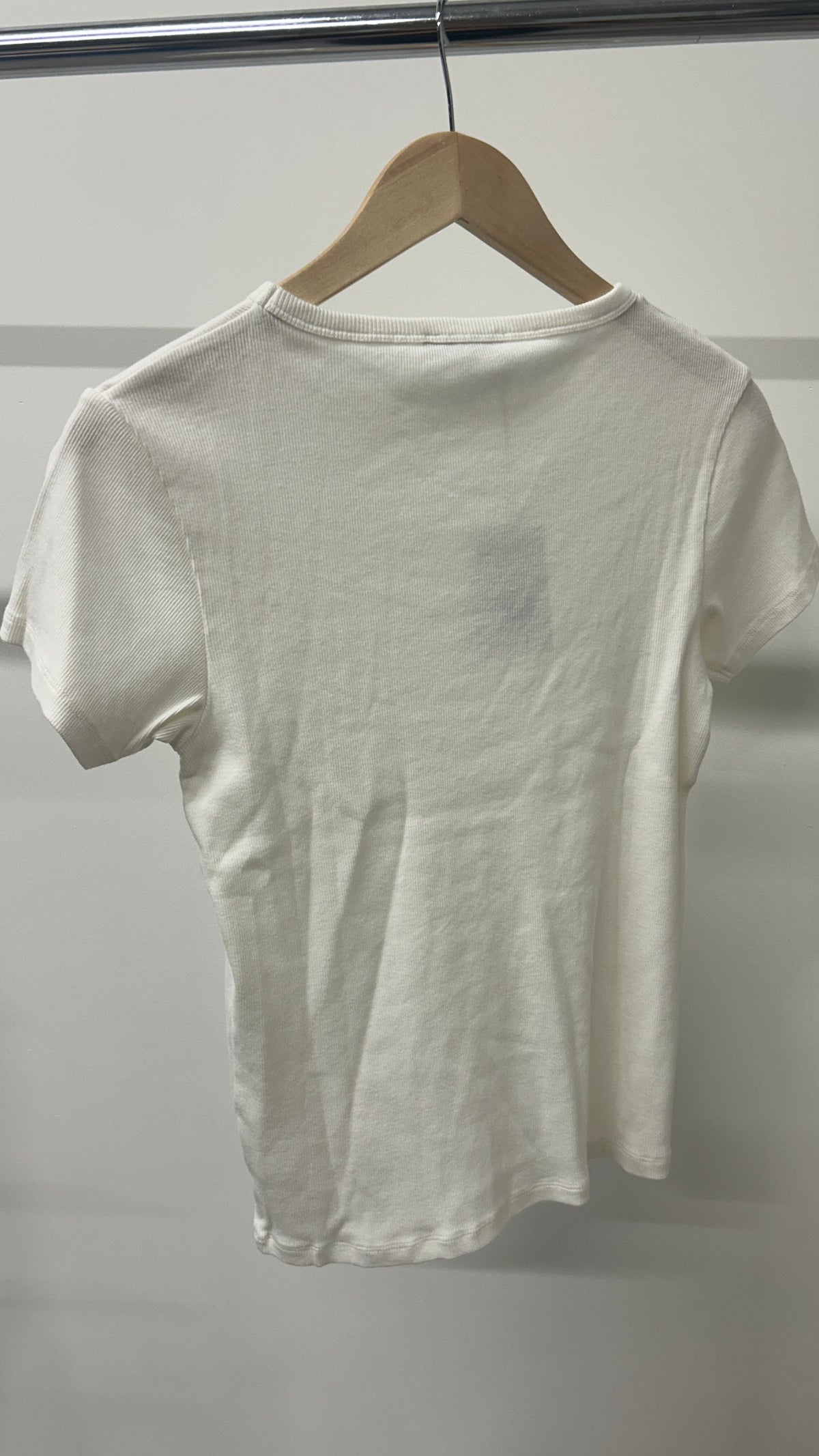 T-shirt manches courtes côtelé en coton bio | off white | Blanc