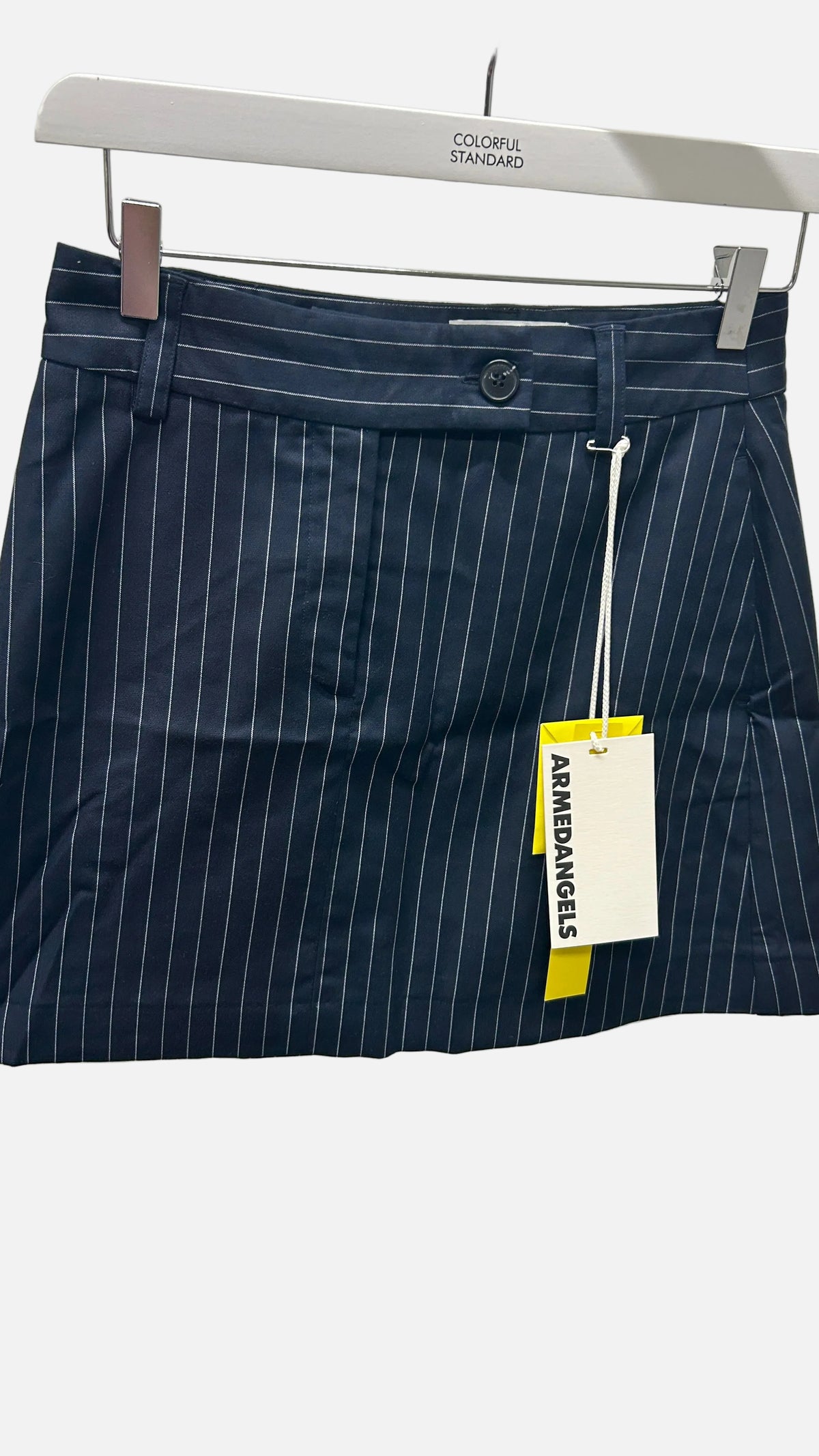 pinstripe mini skirt - night sky-white