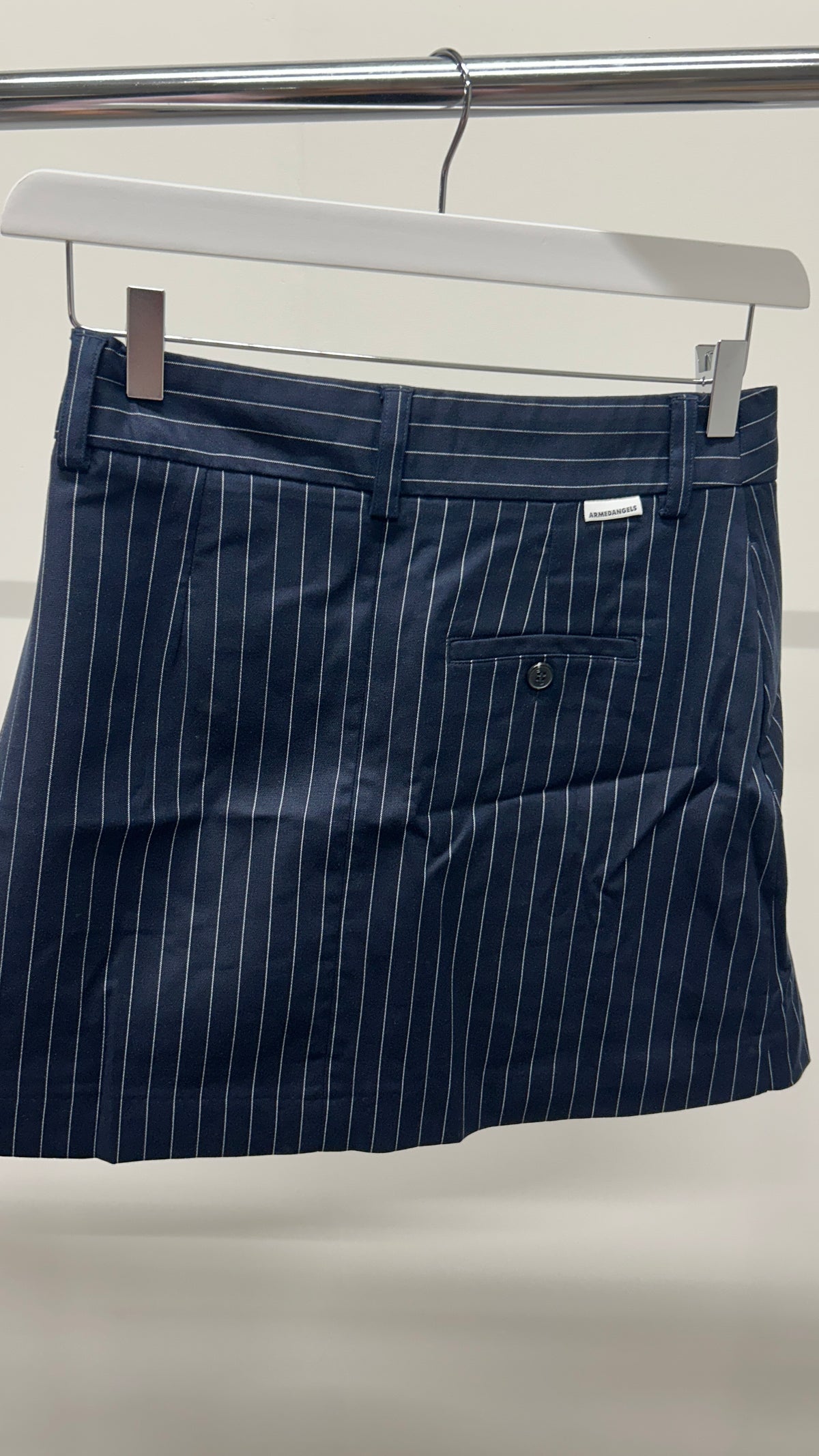pinstripe mini skirt - night sky-white
