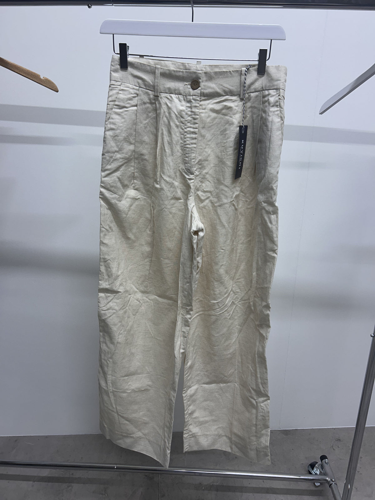 Pantalon en tencel, lin et coton bio | Écru 'patty palazzo'