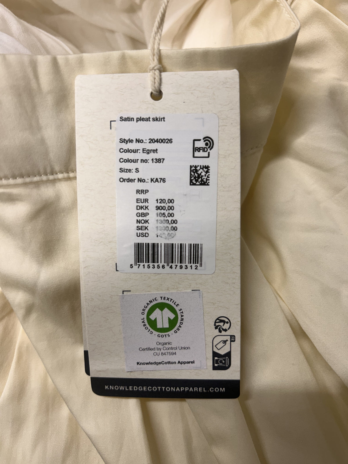 organic cotton pleated skirt gots/vegan - 1387 egret
