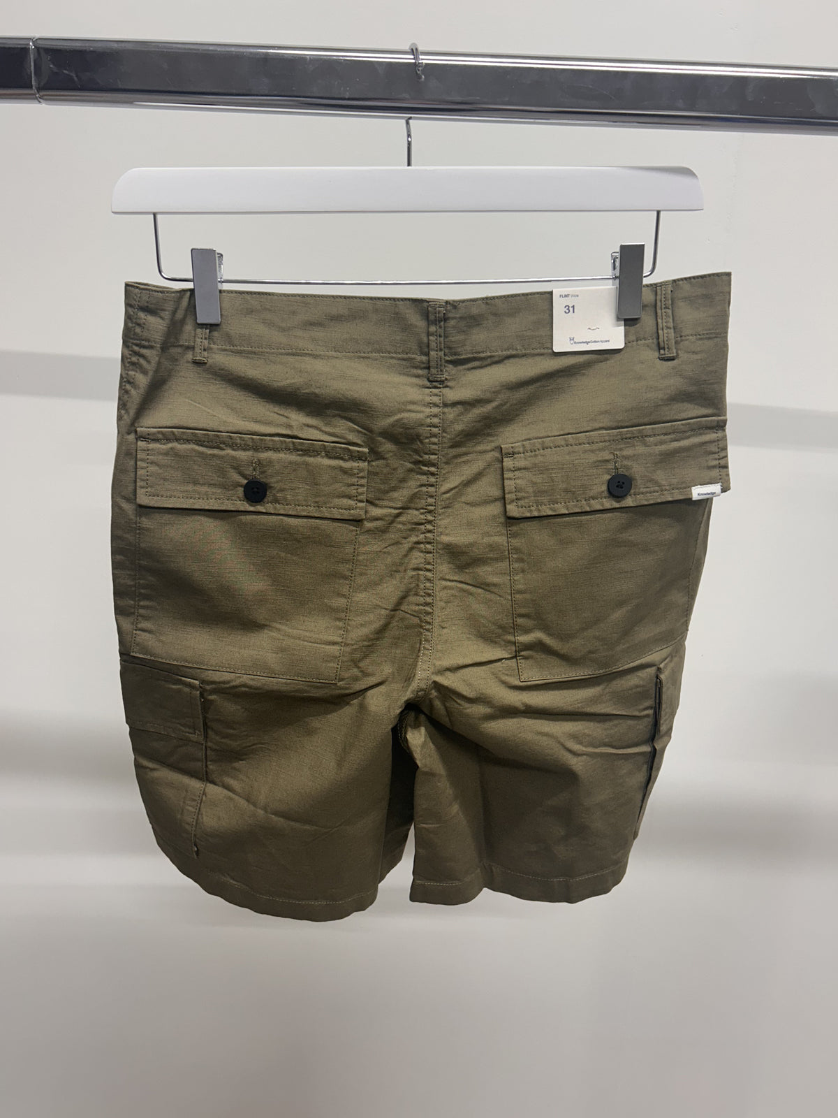 Short cargo en coton bio |  'Flint wide slub yarn shorts - burned olive'