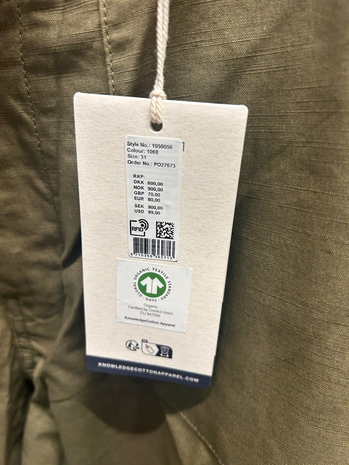 Short cargo en coton bio |  'Flint wide slub yarn shorts - burned olive'