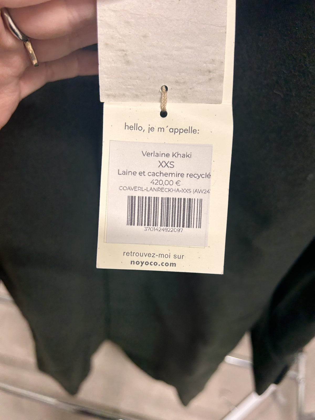 Manteau long en laine et cachemire recyclé | kaki 'verlaine - khaki'