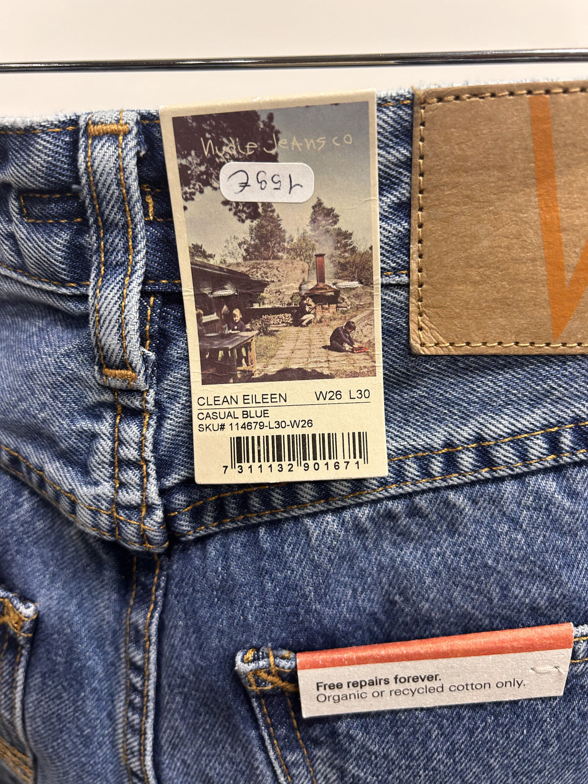 Jean large en coton bio | Bleu 'clean eileen casual blue'