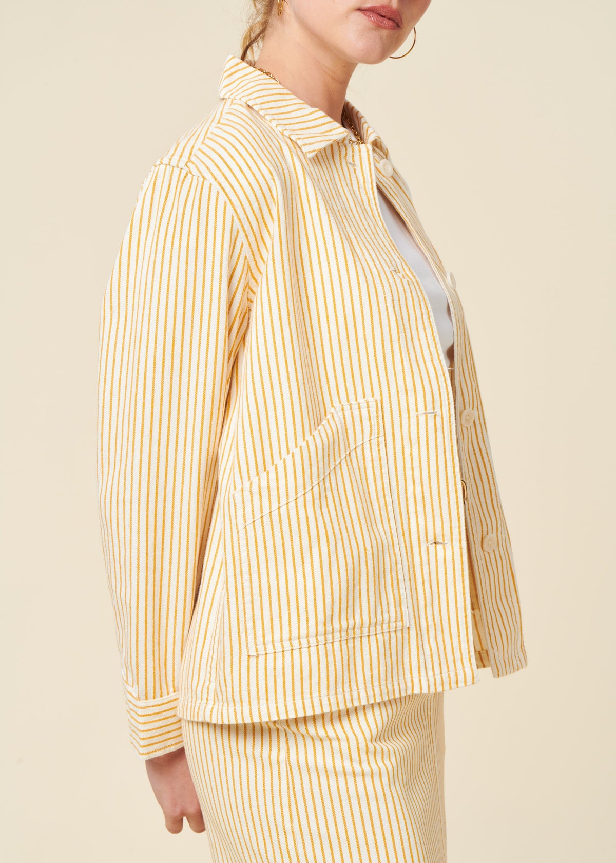 Veste en coton biologique | jaune 'Jacket stiby work stripe yellow - yellow'