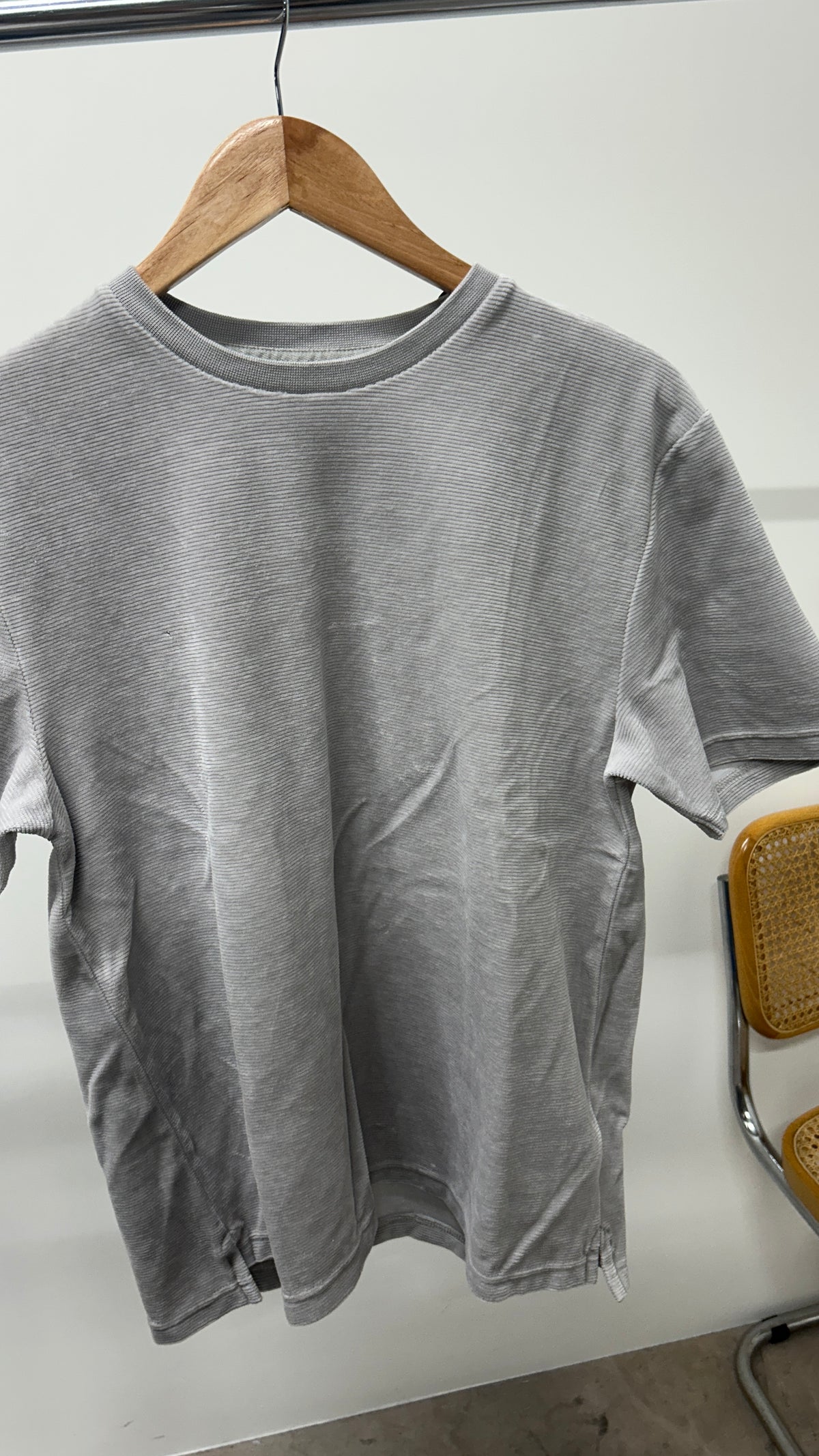 T-shirt ample velours en coton bio | gris clair 'basic t-shirt velour - fog'
