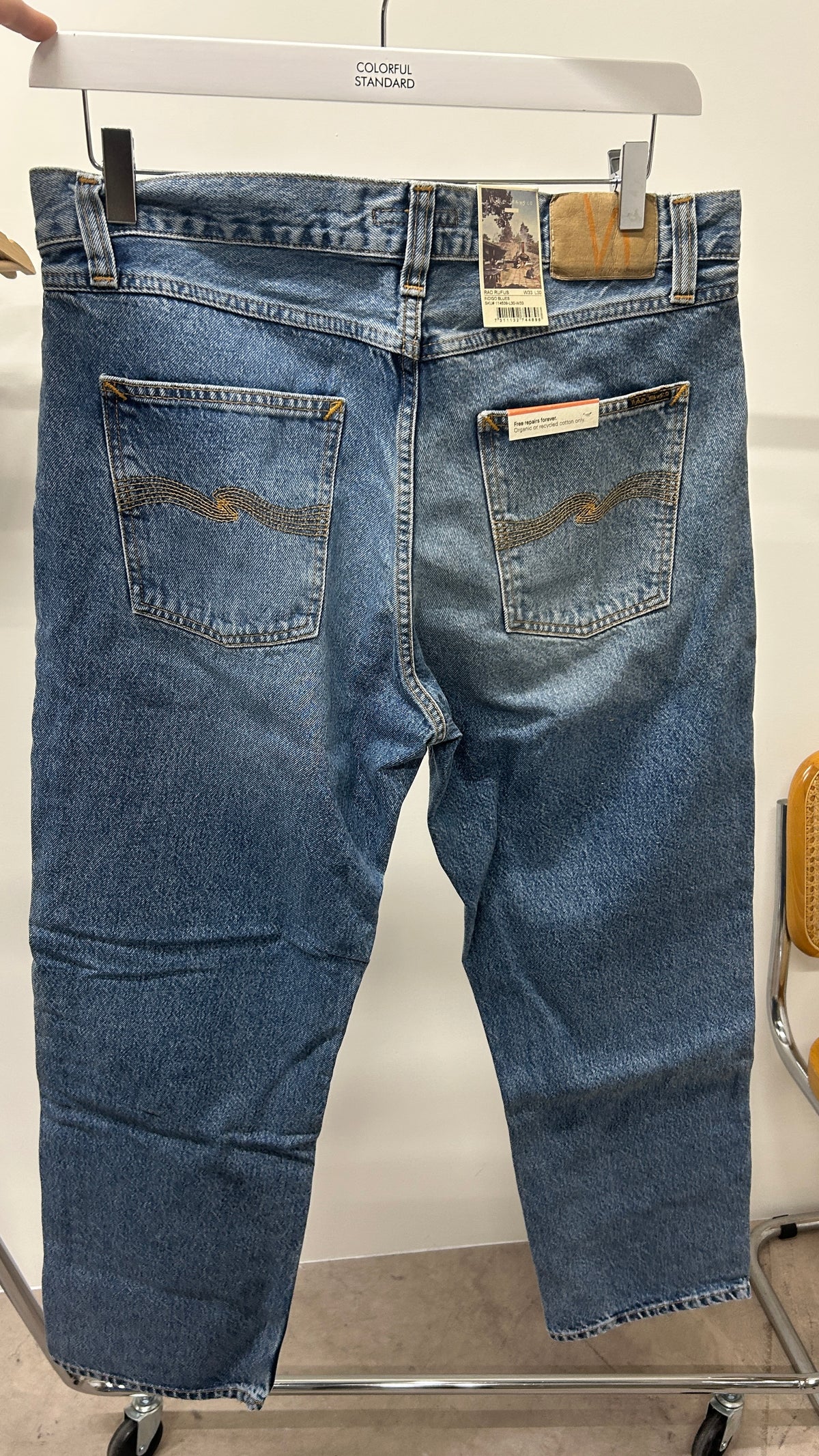 Jean droit large en coton bio | Bleu délavé 'rad rufus indigo blues'