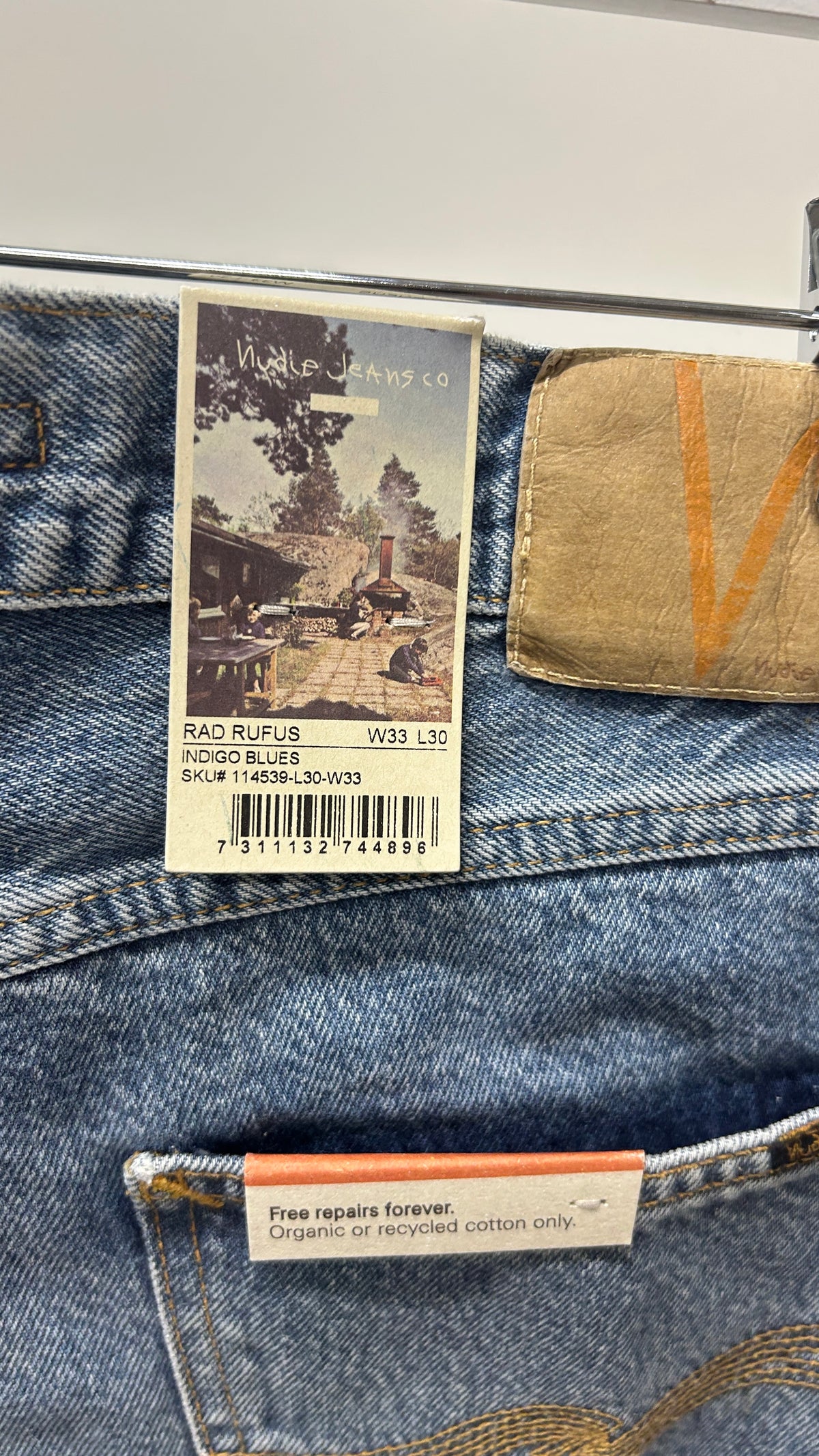 Jean droit large en coton bio | Bleu délavé 'rad rufus indigo blues'