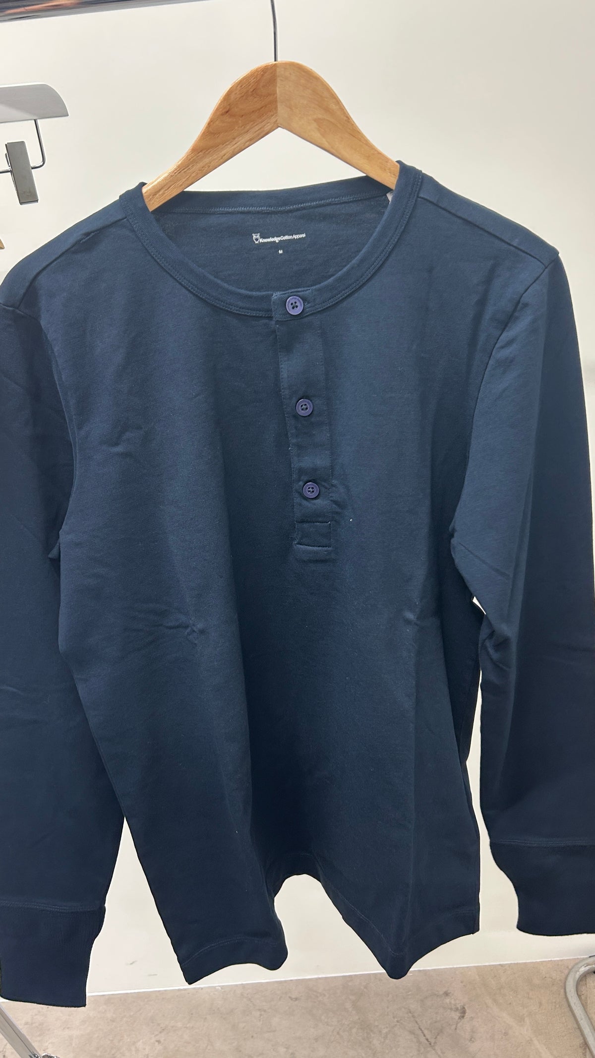 T-shirt manches longues en coton bio | marine 'bo long sleeve henley total eclipse'