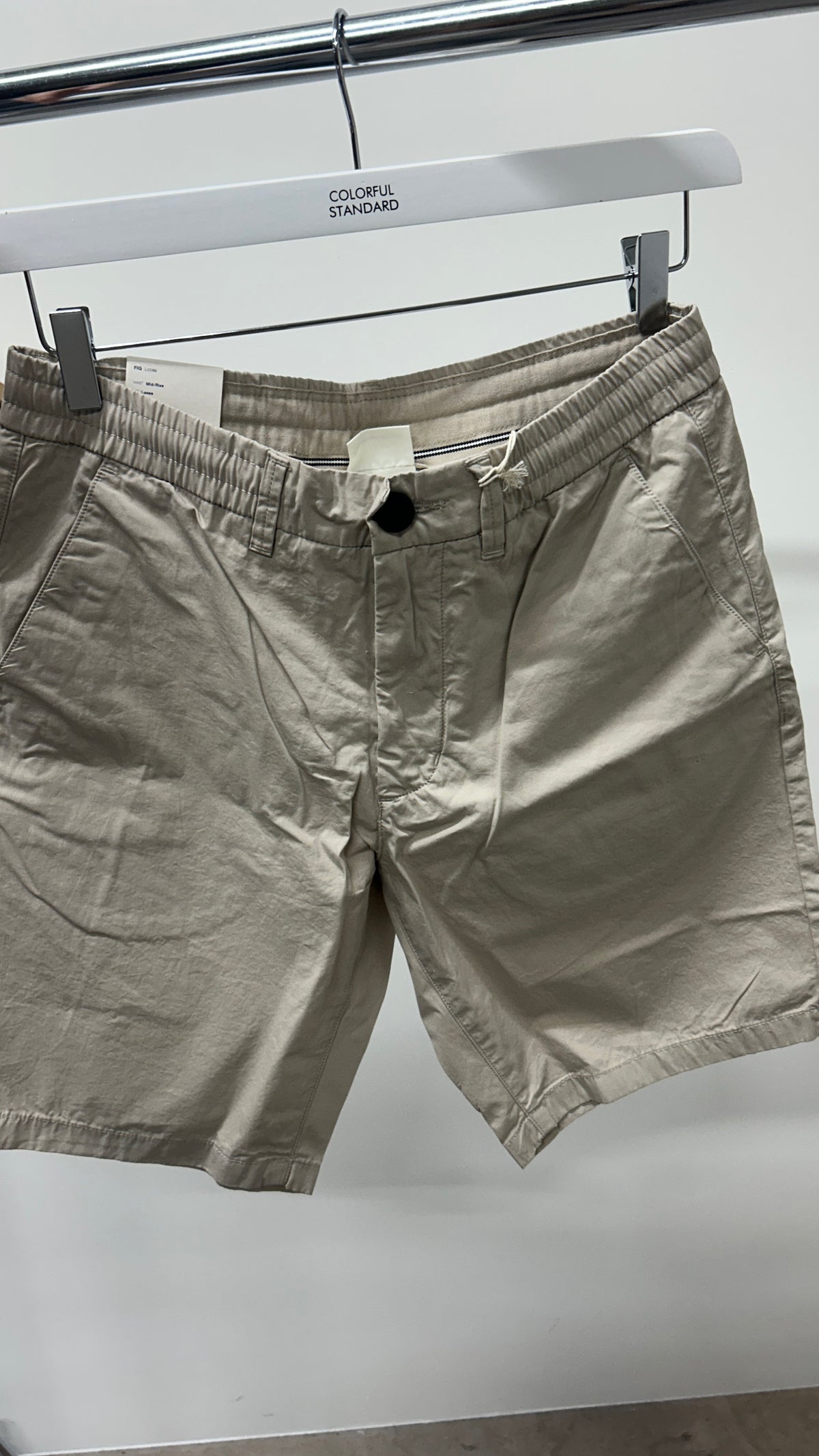 Short léger en coton bio | beige 'Fig loose poplin elastic waist string shorts light feather gray'