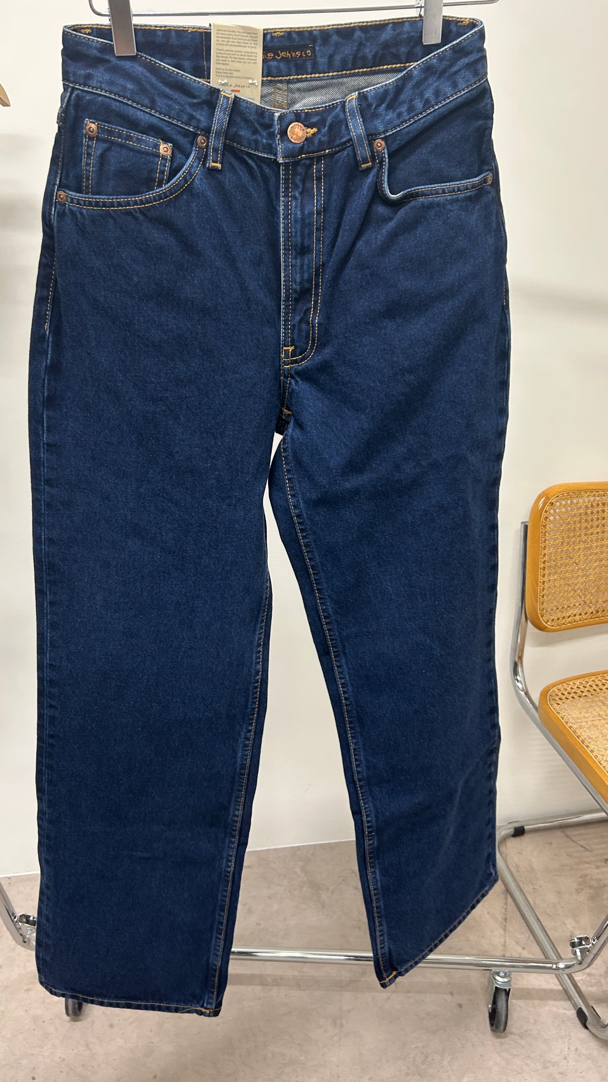 Jean large en coton bio | Bleu foncé 'clean eileen indigo dipped'