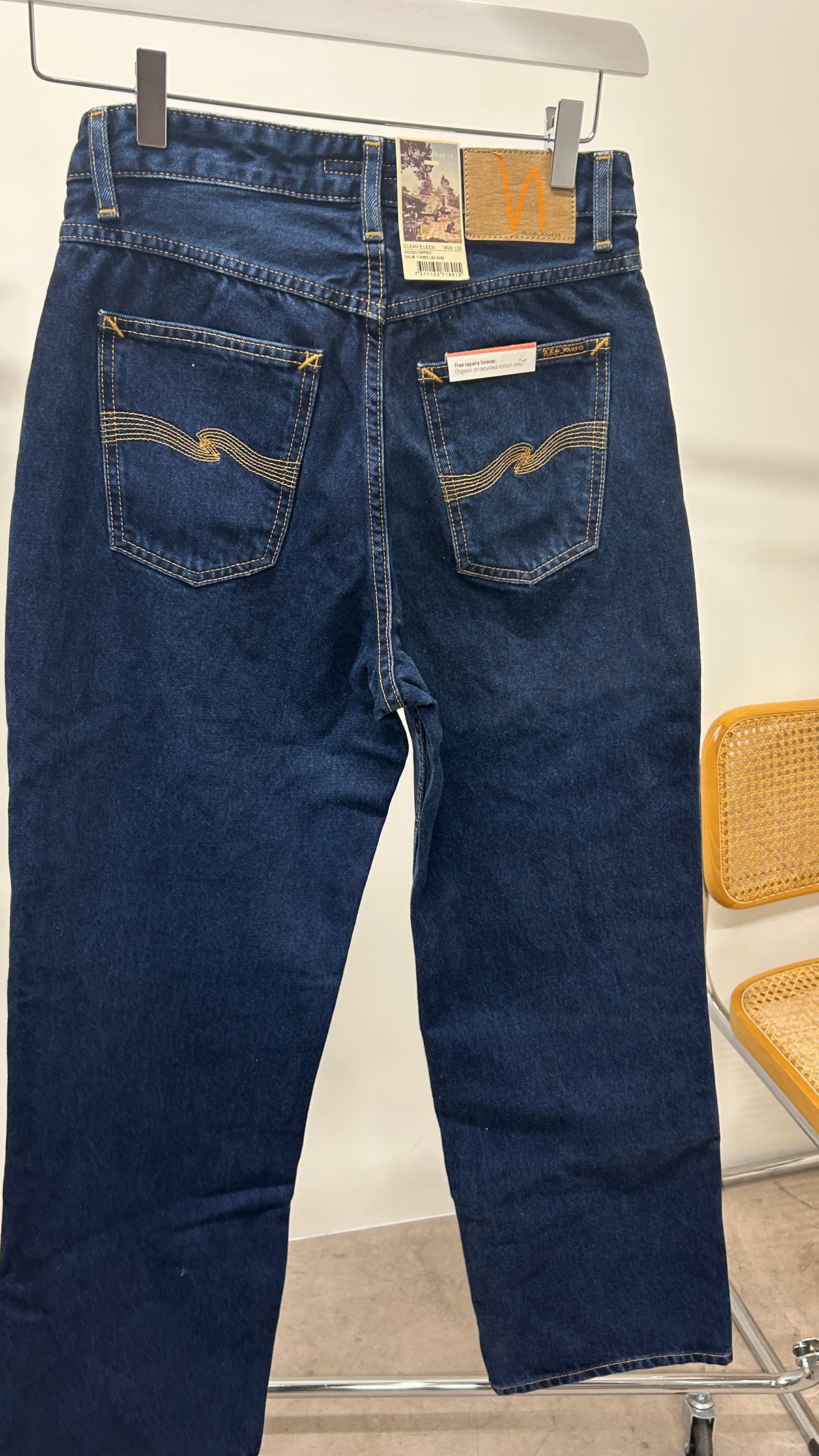 Jean large en coton bio | Bleu foncé 'clean eileen indigo dipped'
