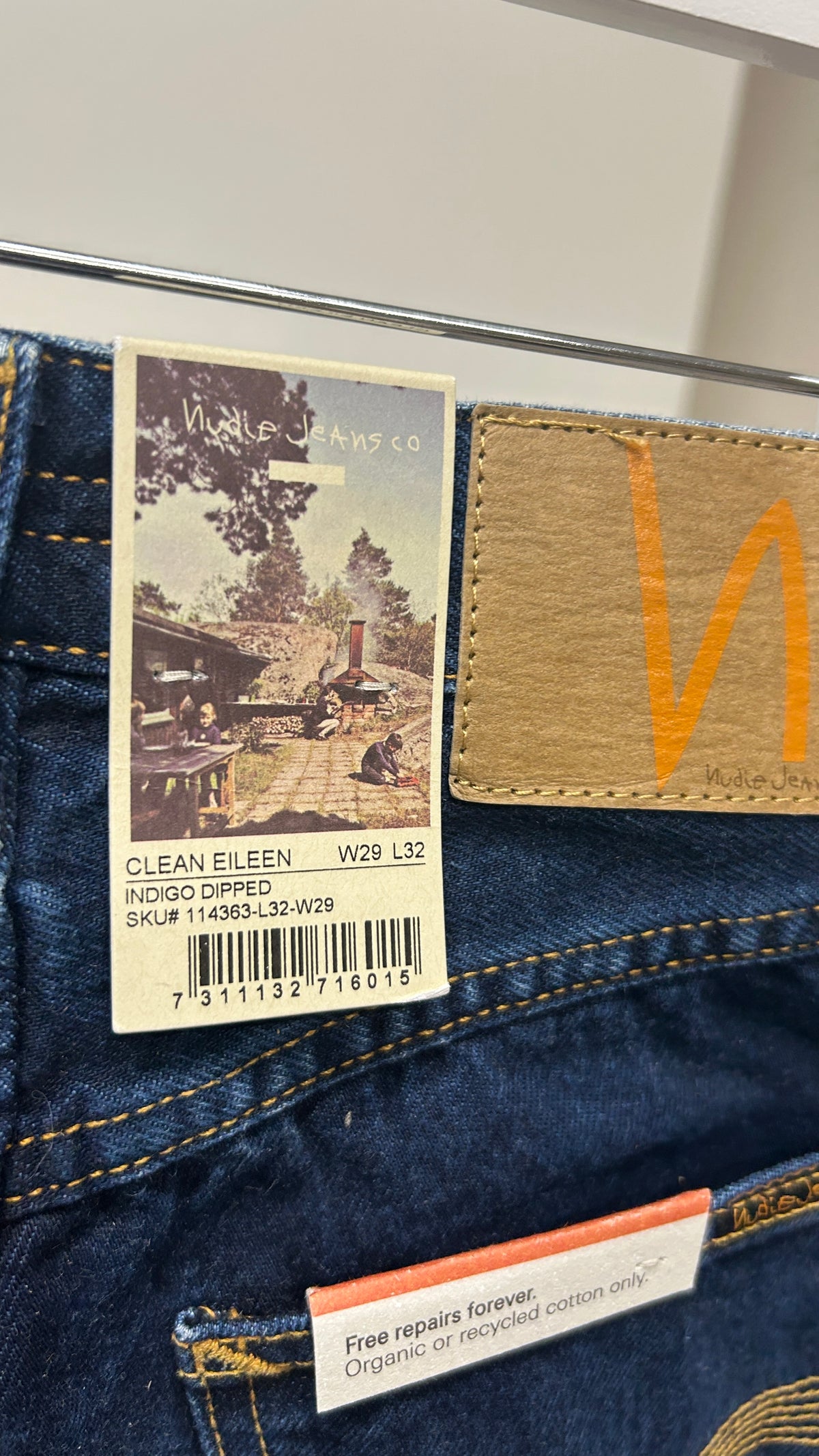 Jean large en coton bio | Bleu foncé 'clean eileen indigo dipped'