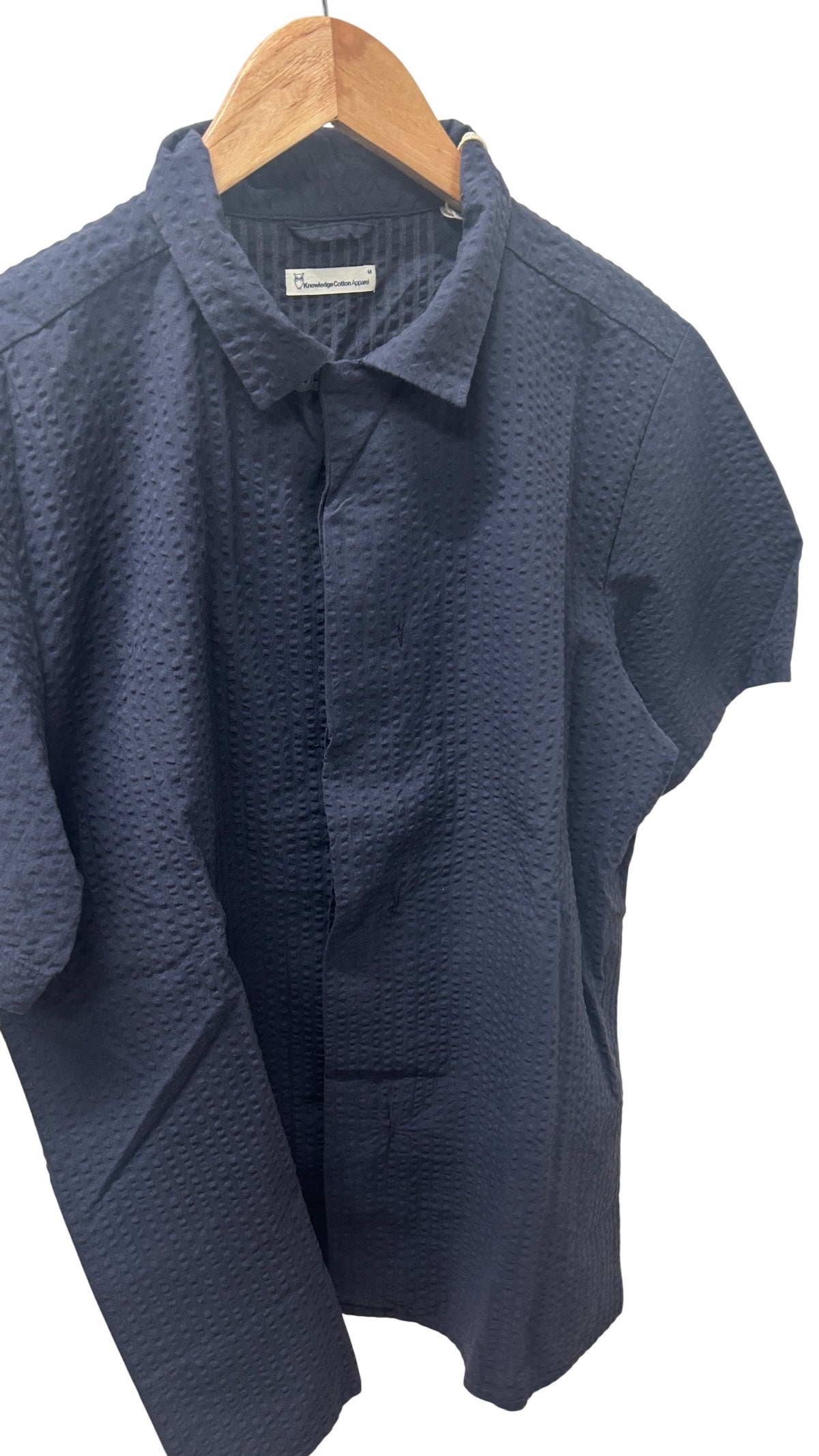 organic cotton seersucker shirt gots/vegan - 1412 night sky