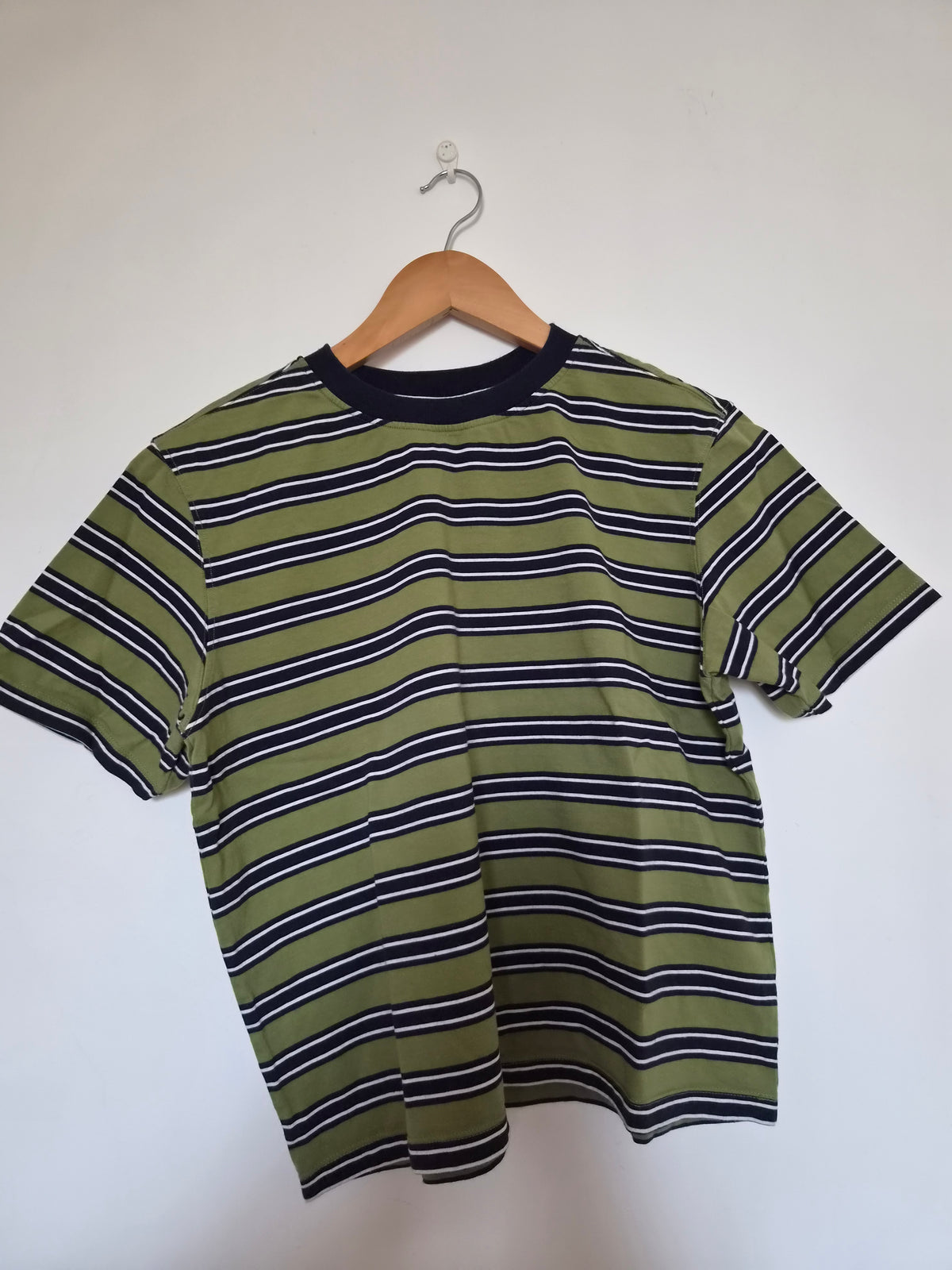 T-shirt boxy en coton bio | rayé vert | Vert