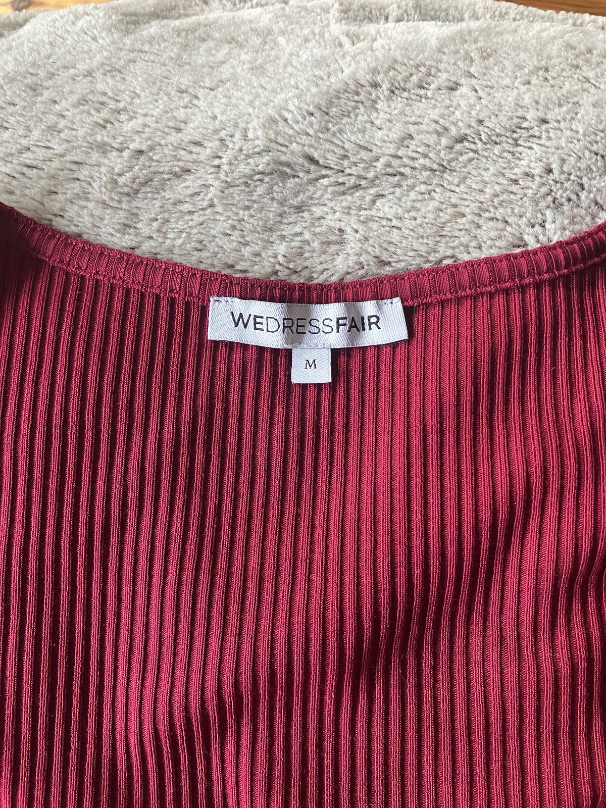 Tee-shirt col carré en Tencel côtelé 'Nita' | framboise | Framboise