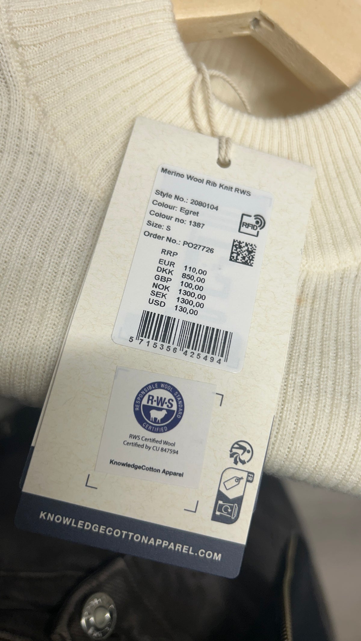 Pull côtelé en laine mérinos certifiée | écru 'merino wool rib knit - egret'