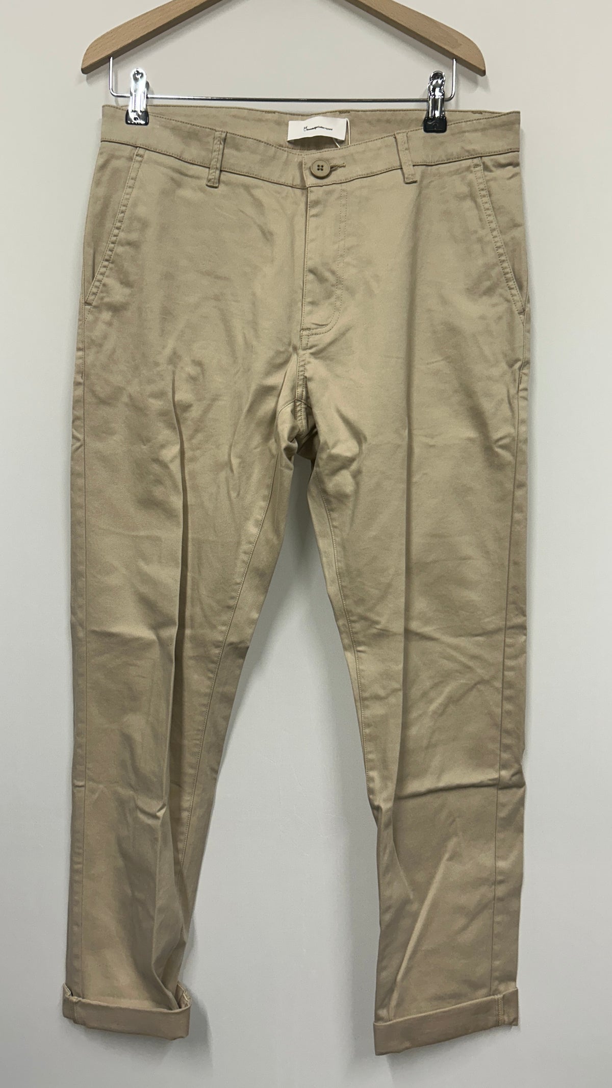 Chino en coton bio | beige 'luca comfort chino pant light feather gray'