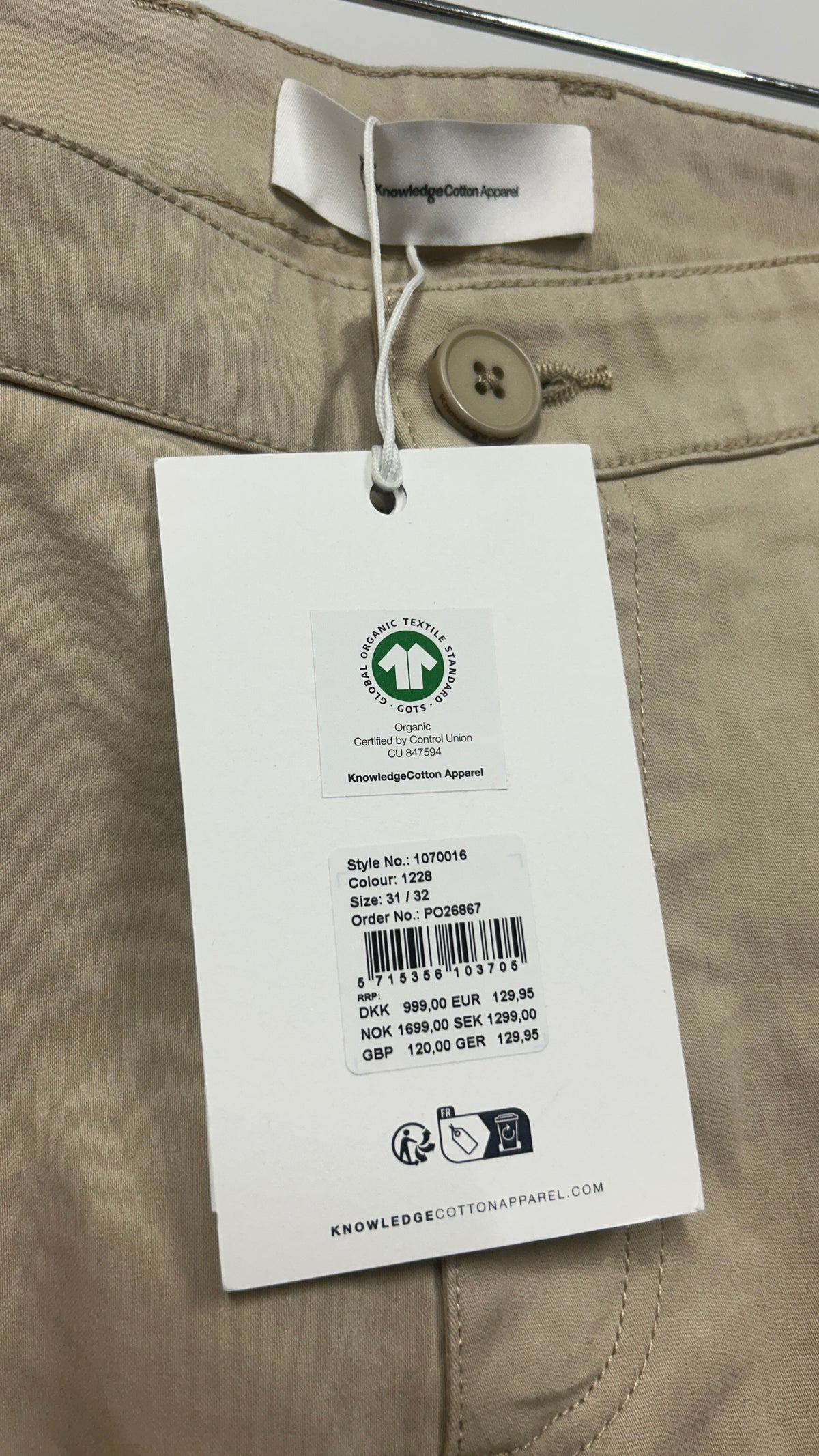 Chino en coton bio | beige 'luca comfort chino pant light feather gray'