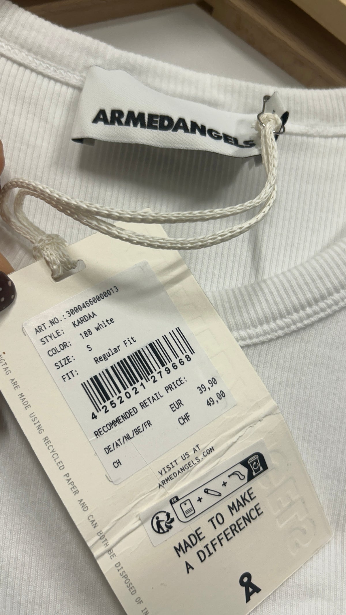 T-shirt côtelé en coton bio | blanc 'kardaa white'